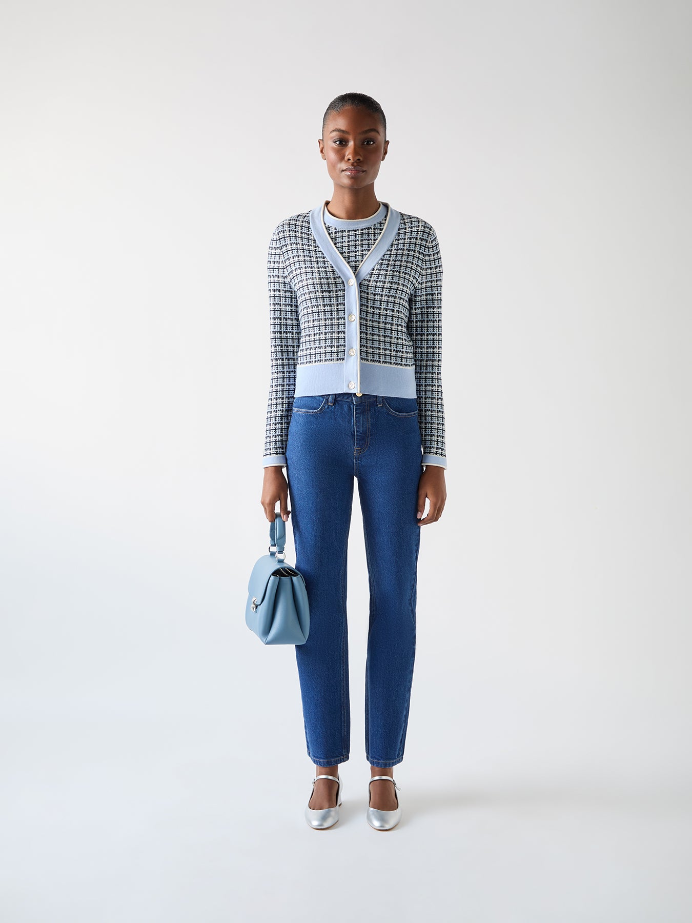 Blue Honey Cotton Blend Blue Cardigan