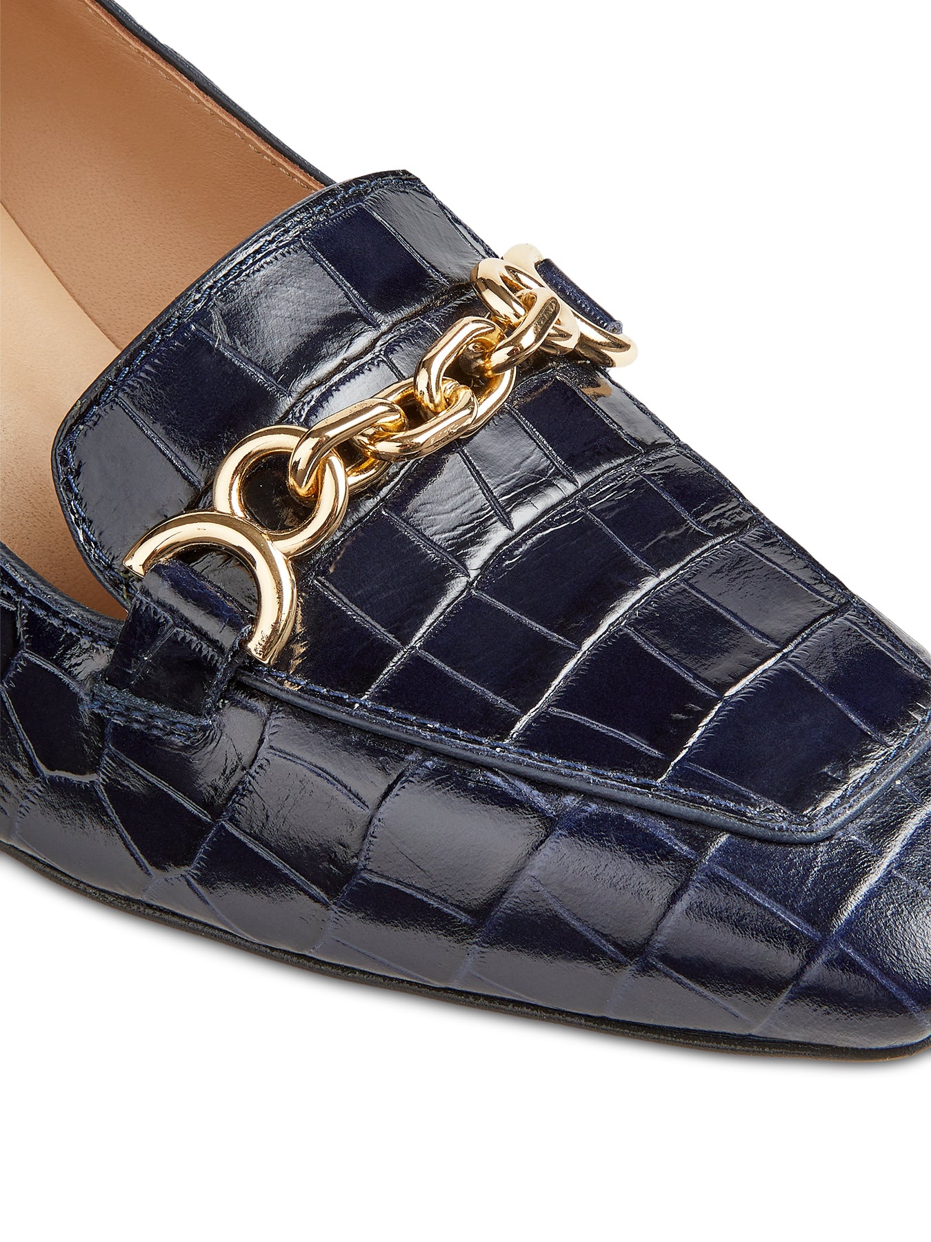 Blue Johanna Blue Croc Effect Trim Block Loafer