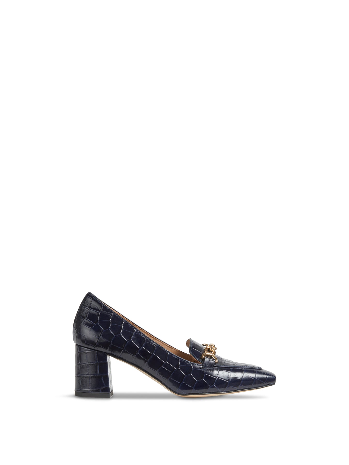 Blue Johanna Blue Croc Effect Trim Block Loafer