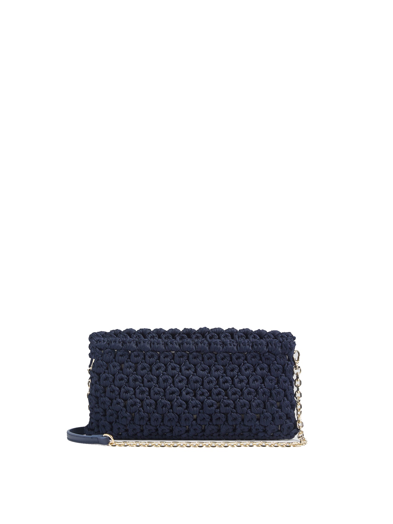 Blue Larna Navy Crochet Oloid Clutch Bag