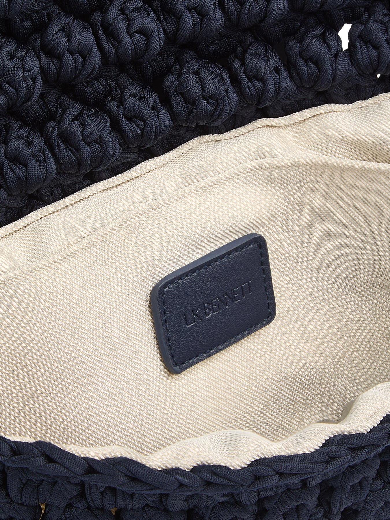 Blue Larna Navy Crochet Oloid Clutch Bag