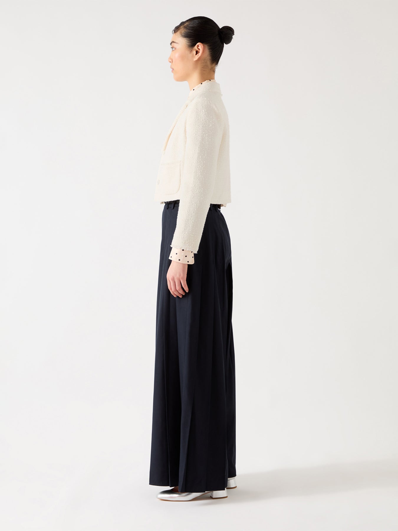 Cream Carla Ivory Cotton Cropped Collar  Jacket