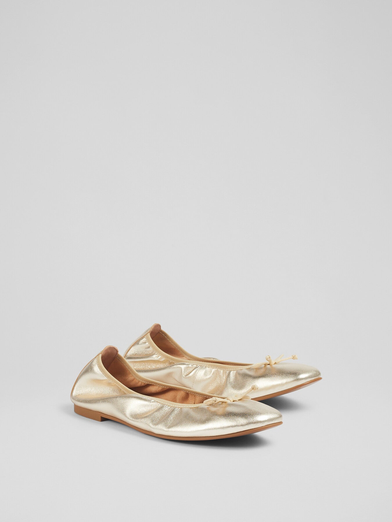 Trilly Metallic Leather Ballerina Pumps Gold