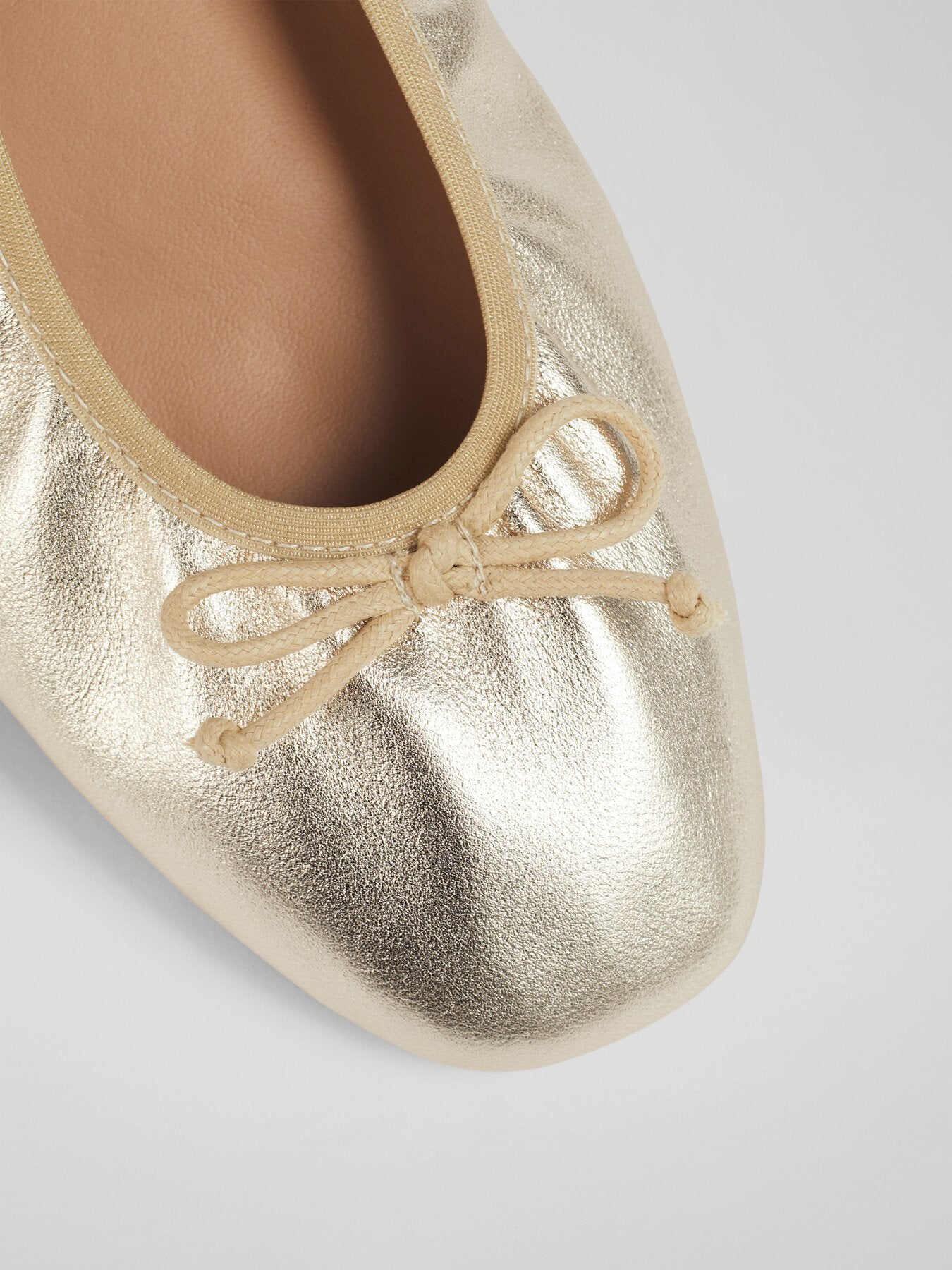 Trilly Metallic Leather Ballerina Pumps Gold