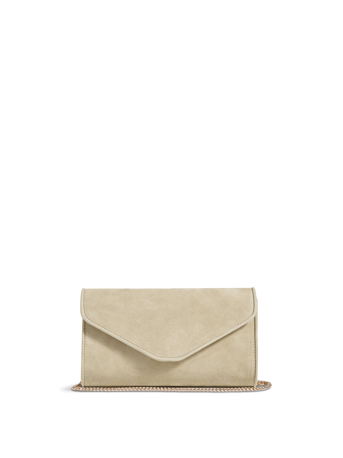 Neutral Dominica Beige Suede Clutch Bag