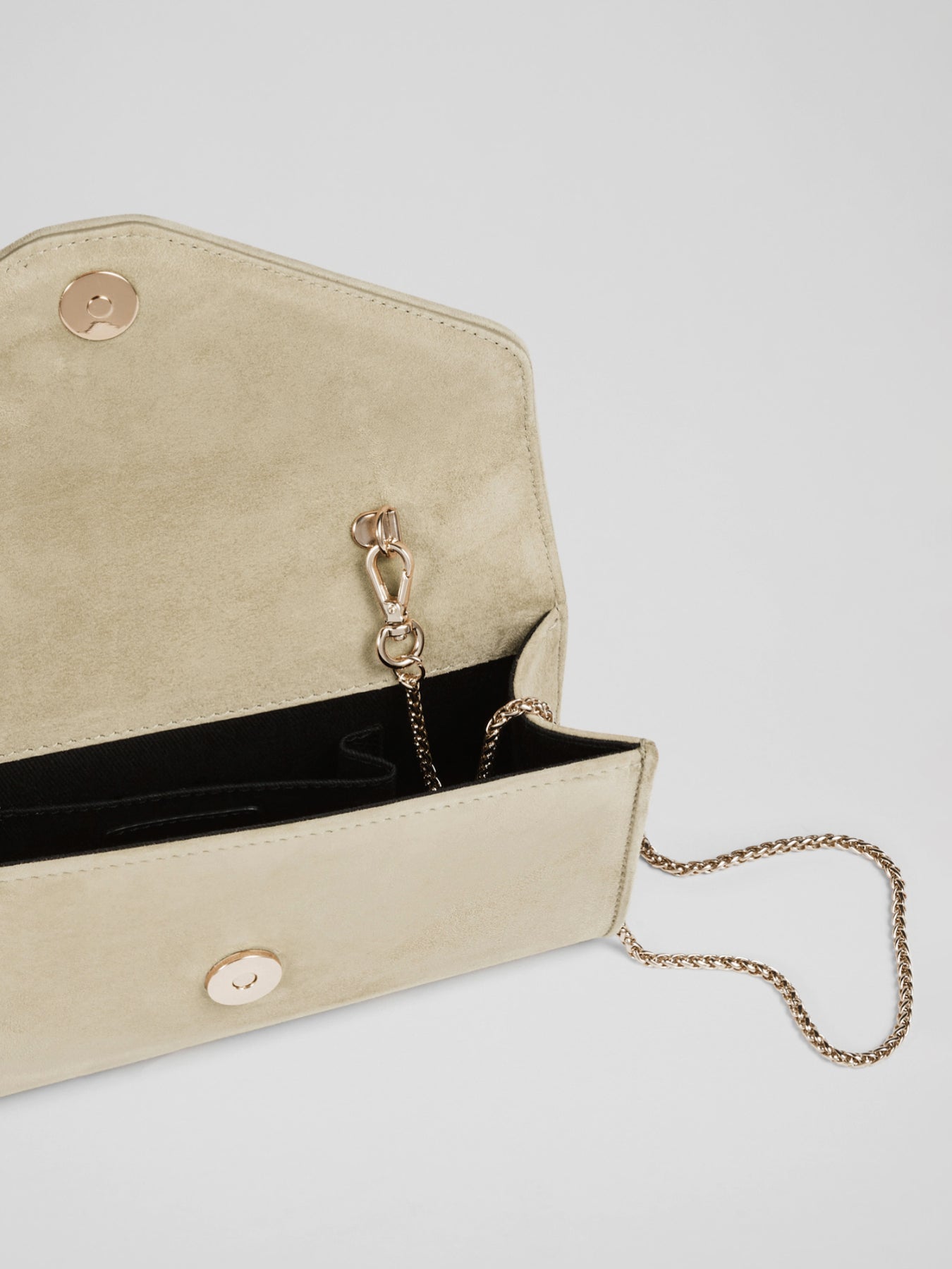 Neutral Dominica Beige Suede Clutch Bag