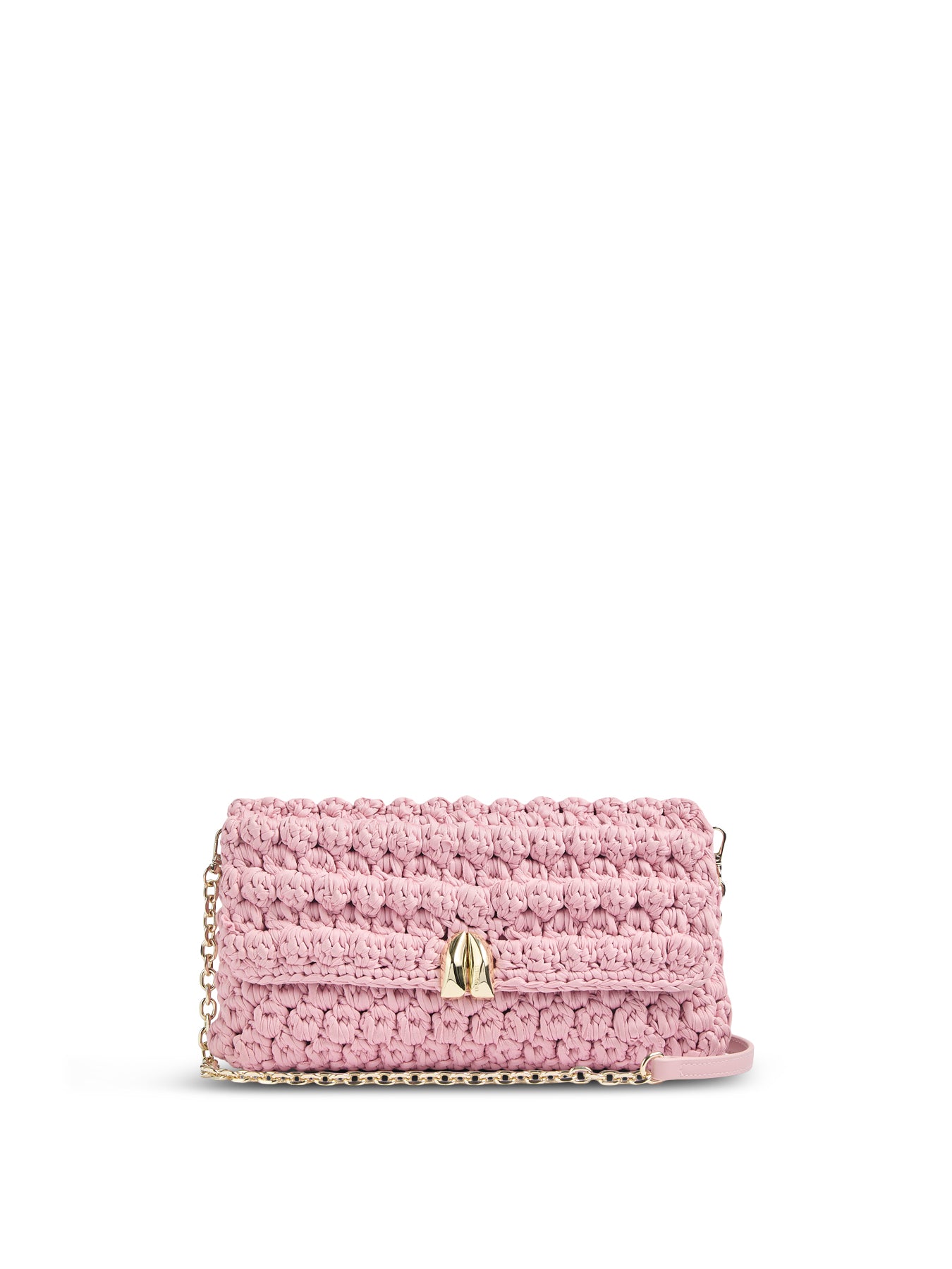 Pink Larna Pink Crochet Oloid Clutch Bag