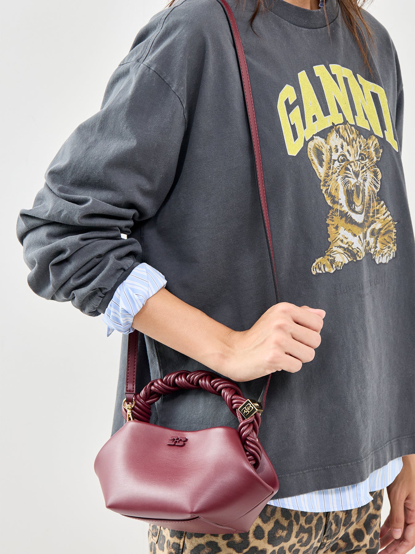 GANNI Bou Mini Crossbody Bag Burgundy