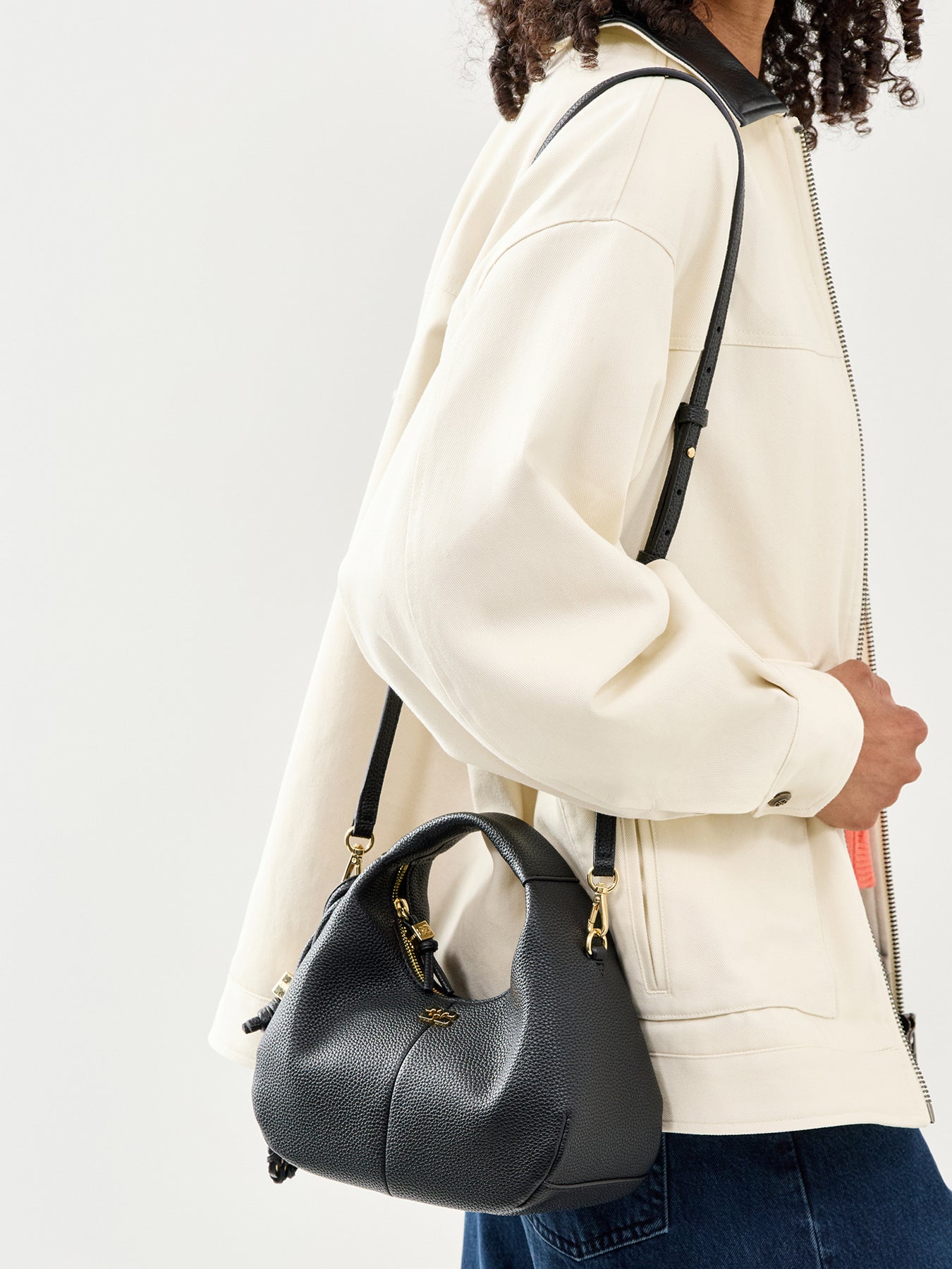 Mini Grained Crossbody Bag Black