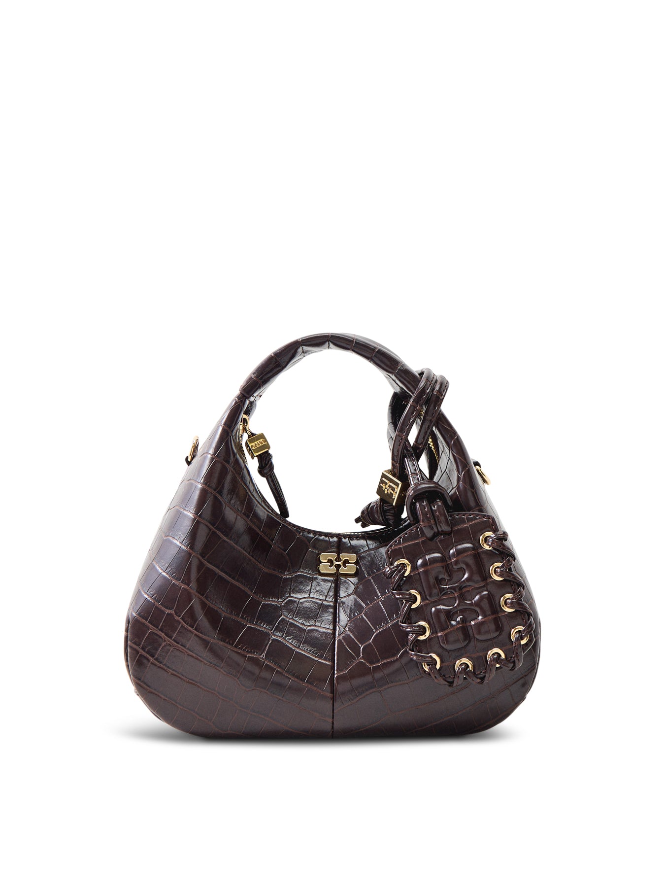 Mini Croco Hobo Bag Brown