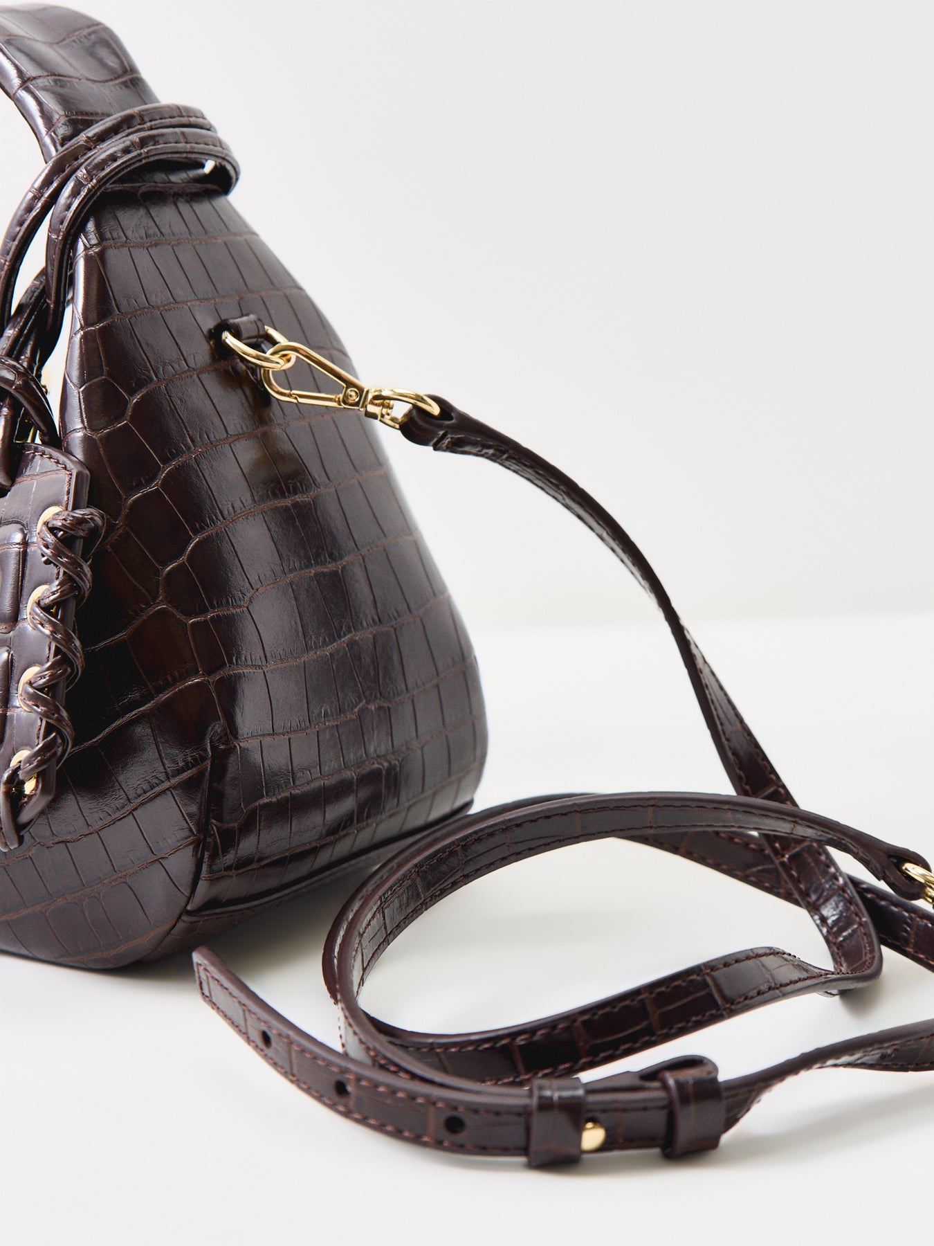 Mini Croco Hobo Bag Brown