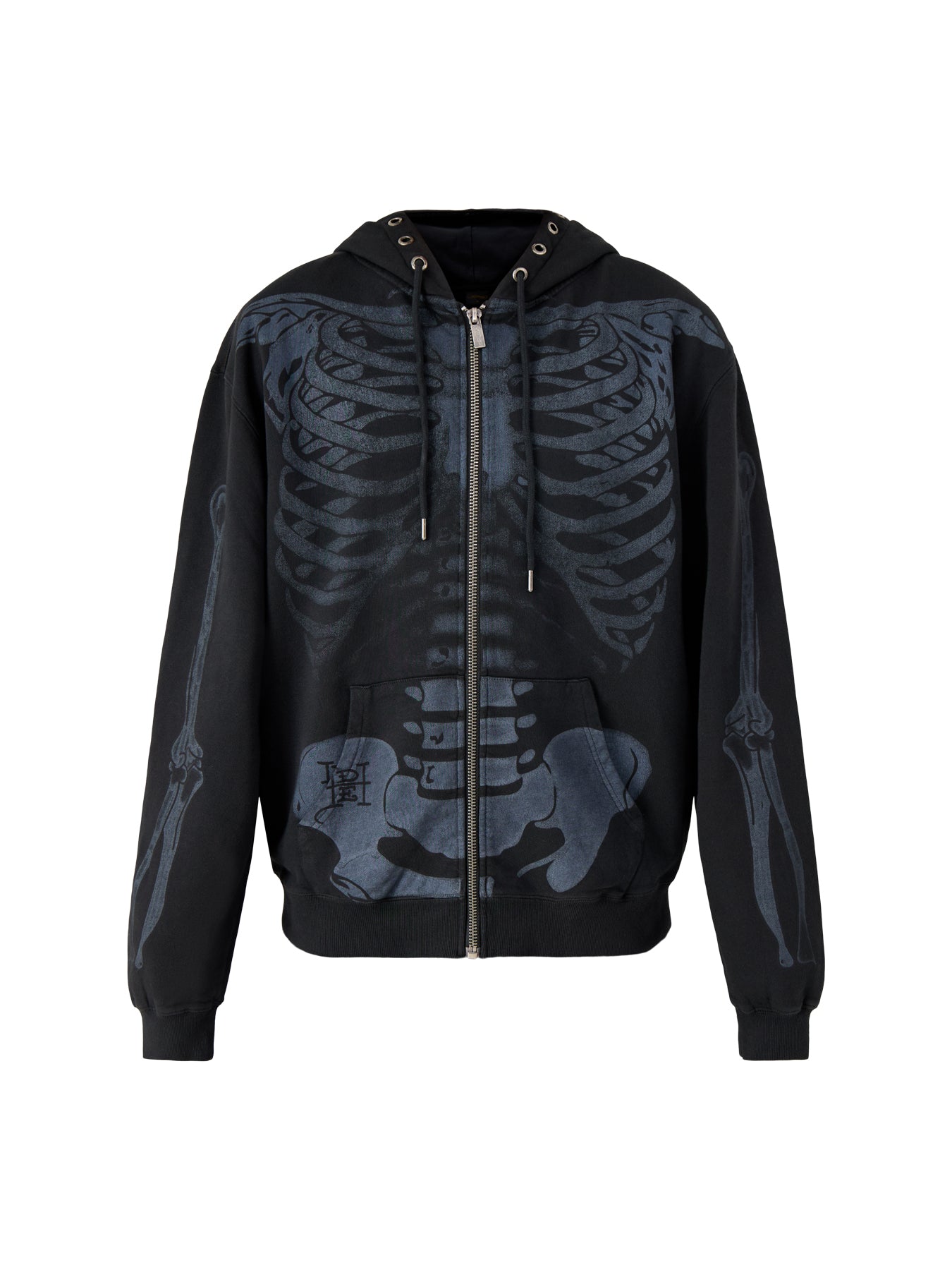 Mens Skeleton In Acid Zip Thru Hoodie