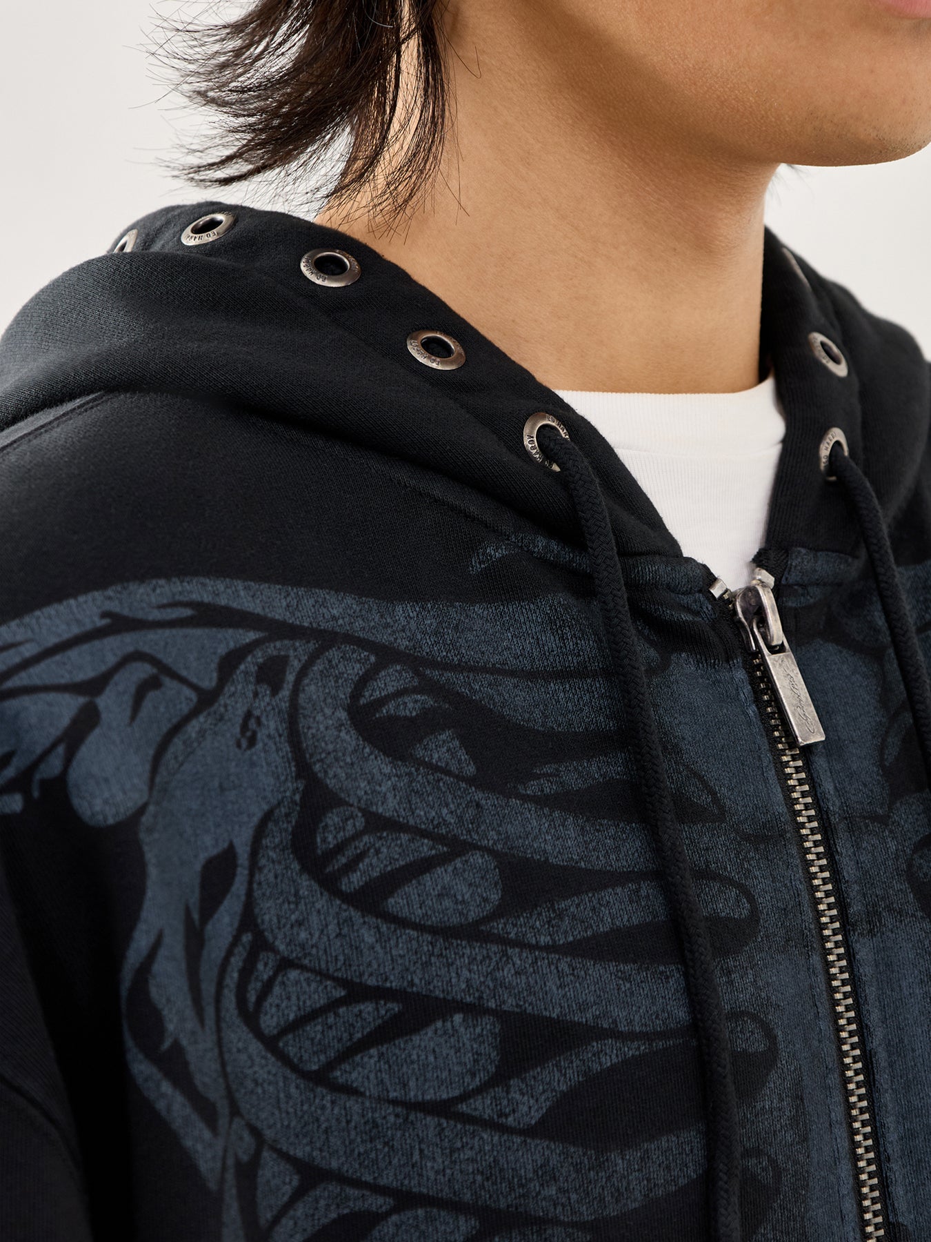 Mens Skeleton In Acid Zip Thru Hoodie