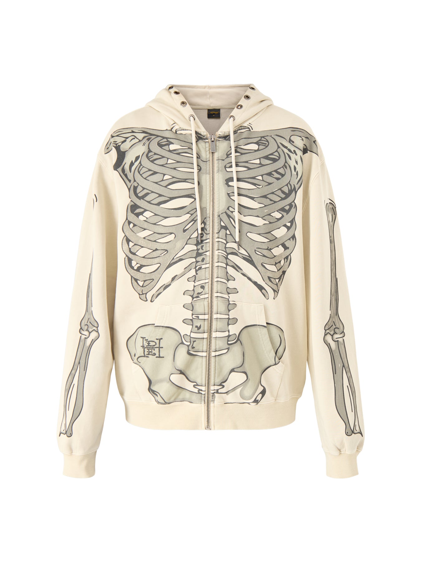 Skeleton Acid Zip Hoodie Ecru