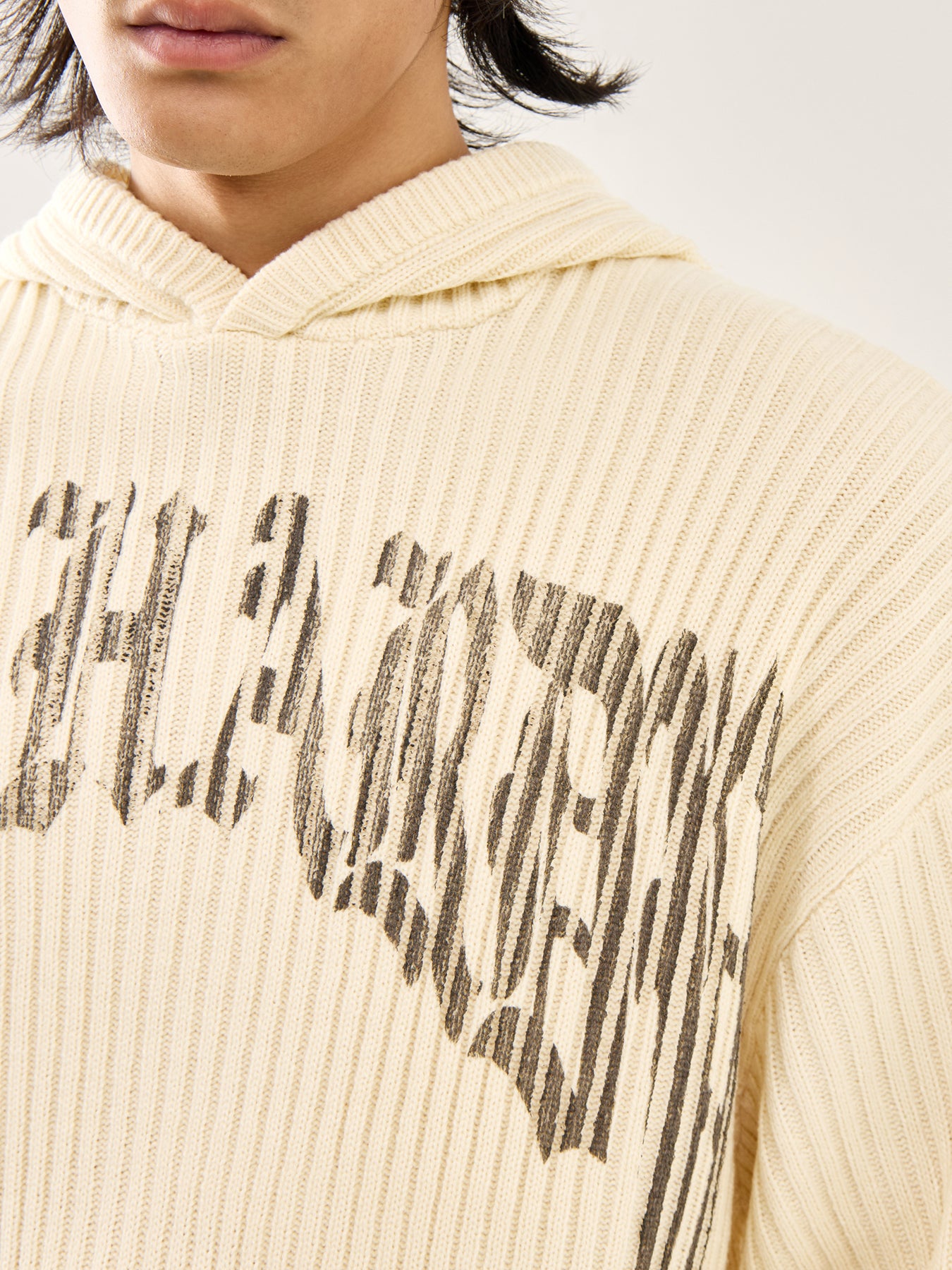 Tiger Snake Knit Hoodie Ecru