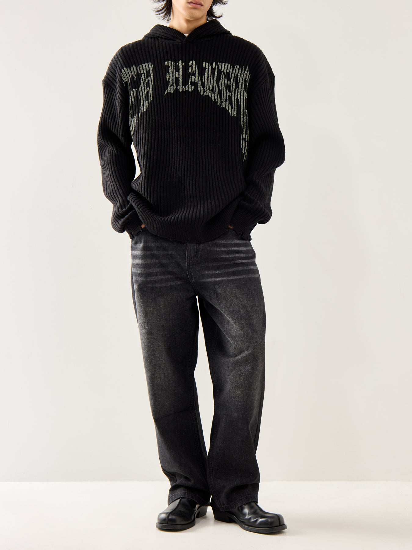 Tiger Snake Knit Hoodie Black