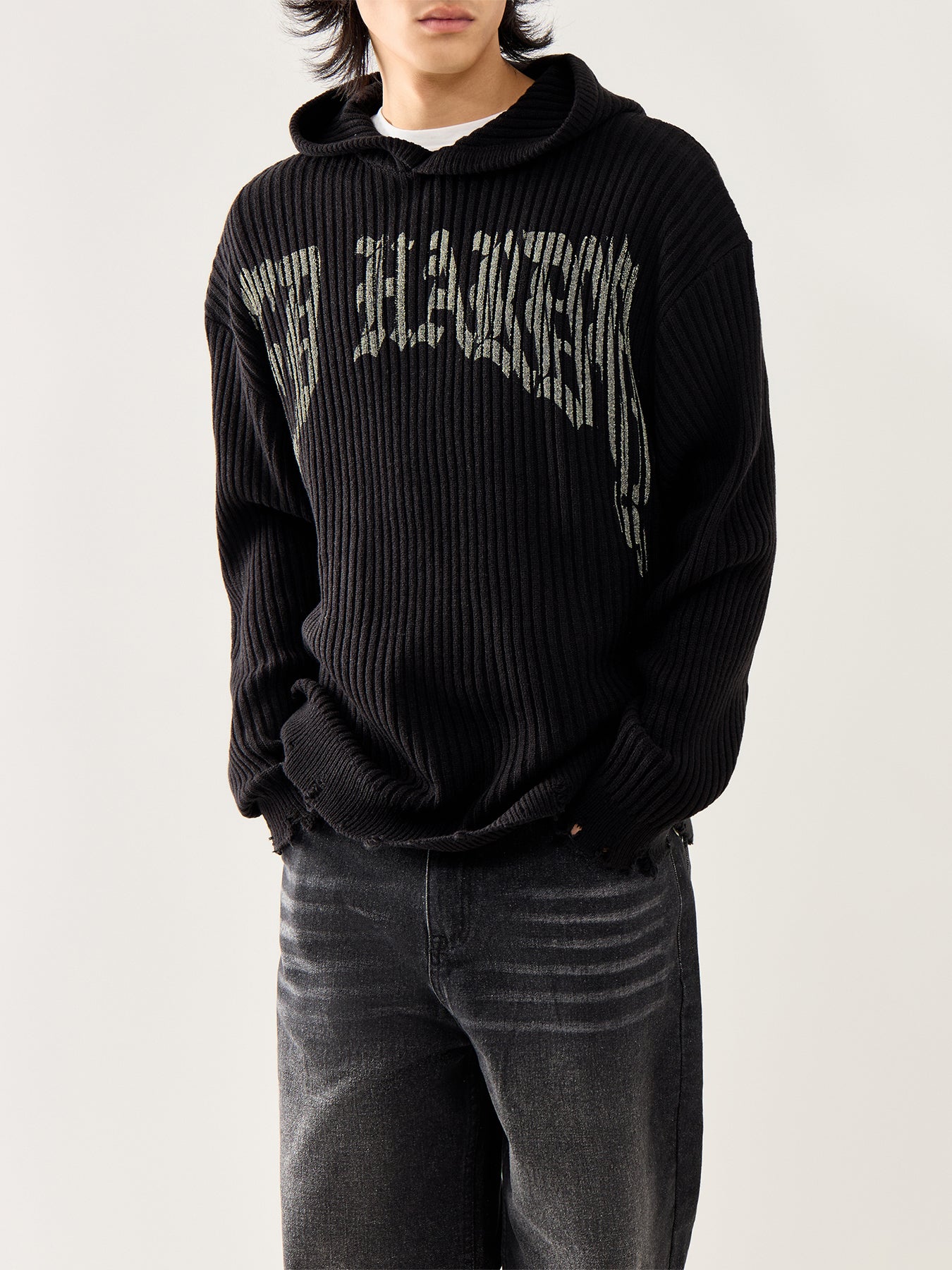 Tiger Snake Knit Hoodie Black