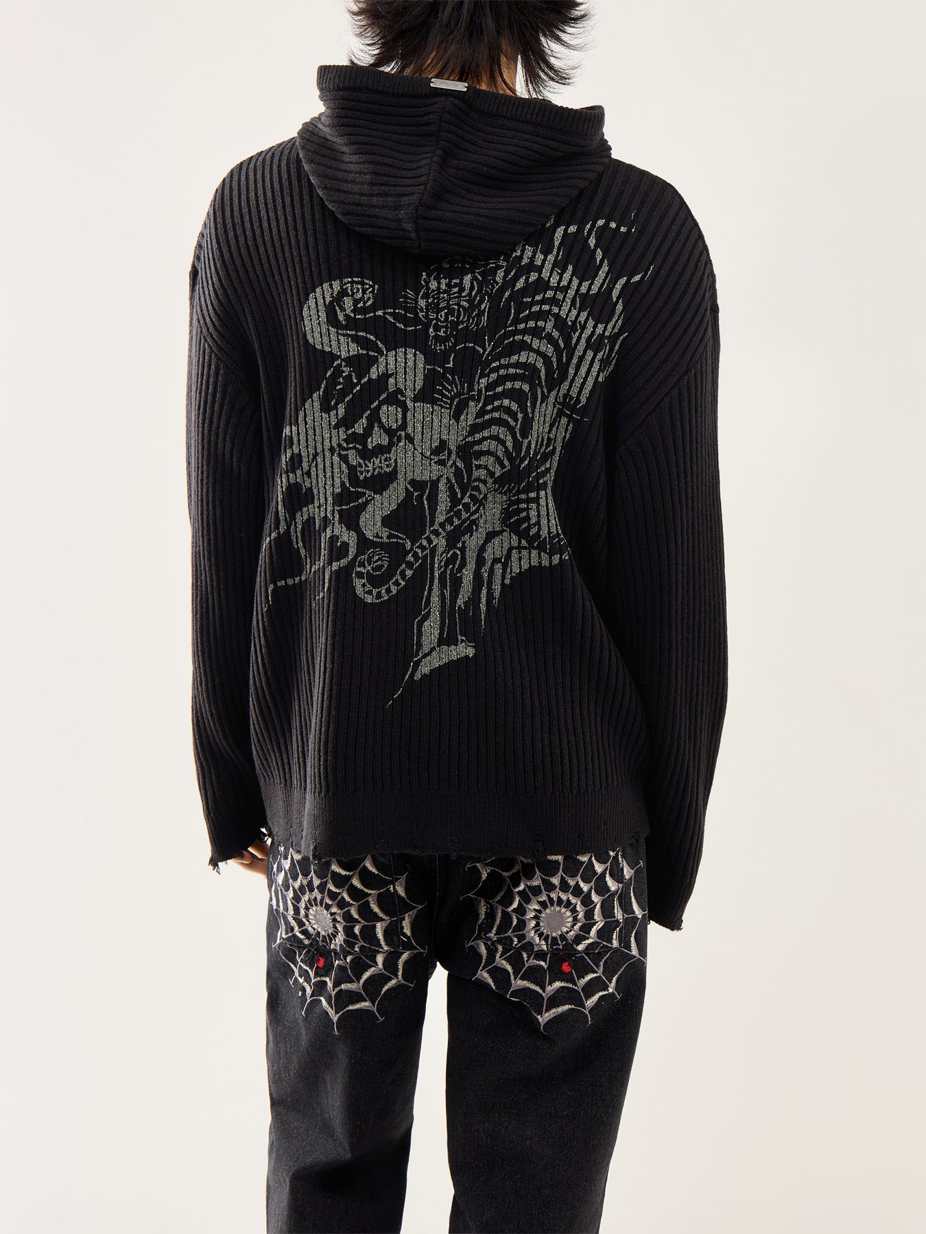 Tiger Snake Knit Hoodie Black