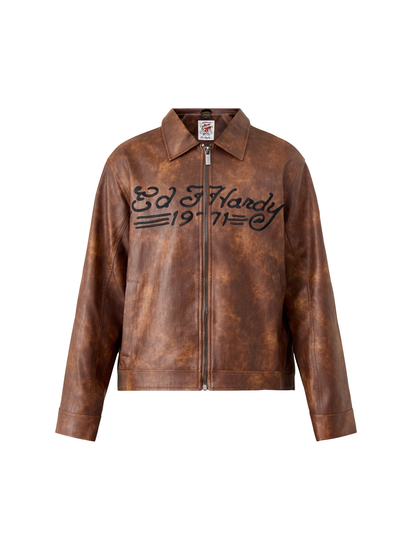 Vegan Leather Zip Jacket Brown