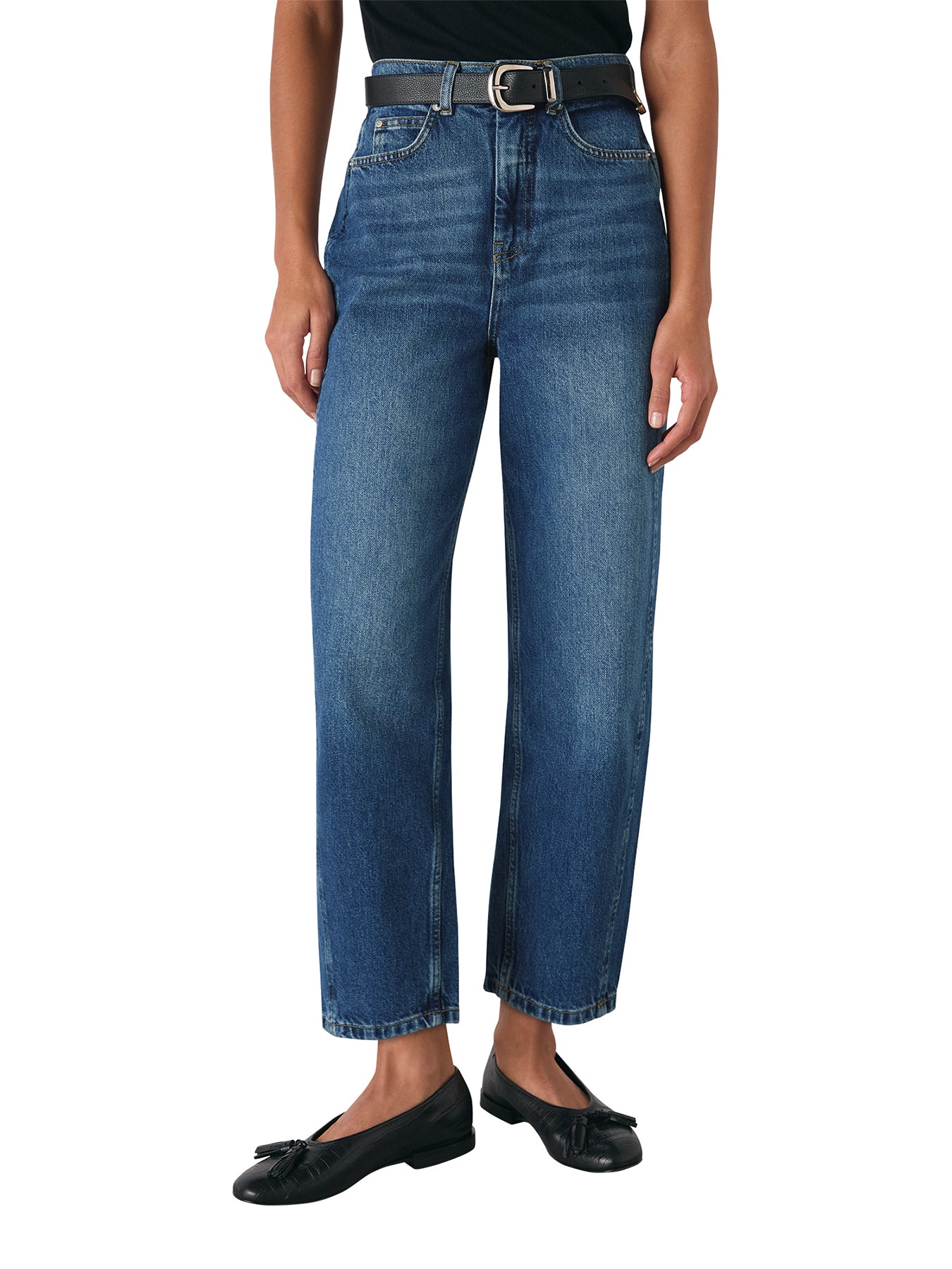 Denim High Waist Barrel Leg Jean