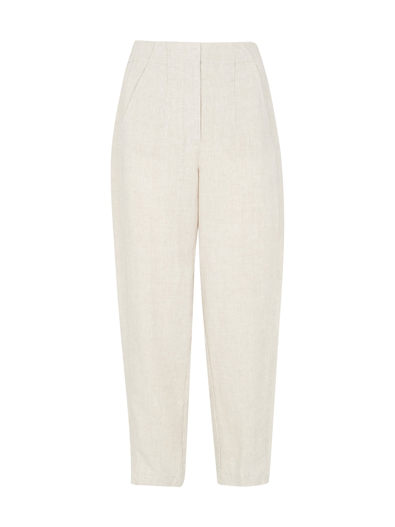 Oatmeal Linen Barrel Leg Trouser