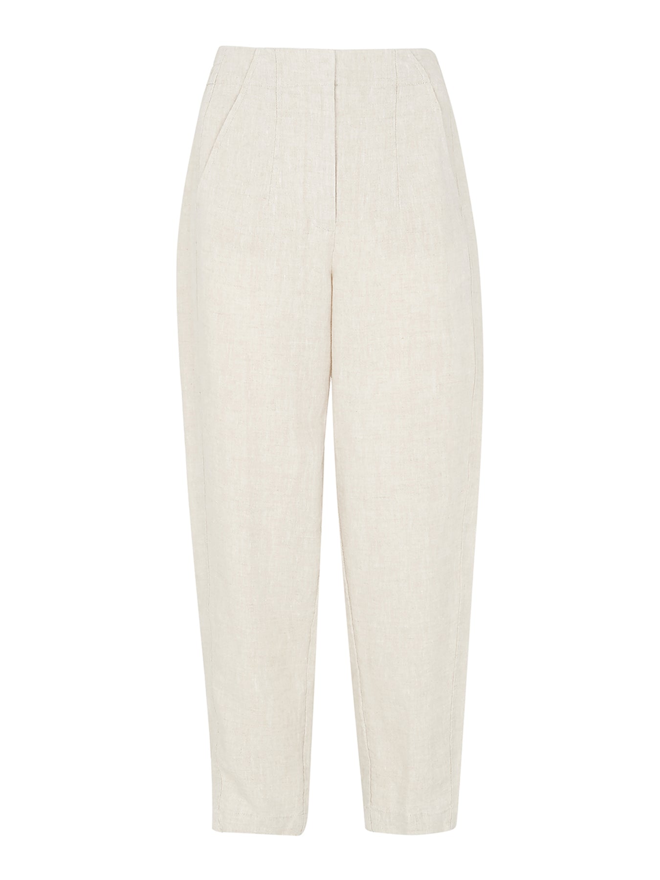 Oatmeal Linen Barrel Leg Trouser