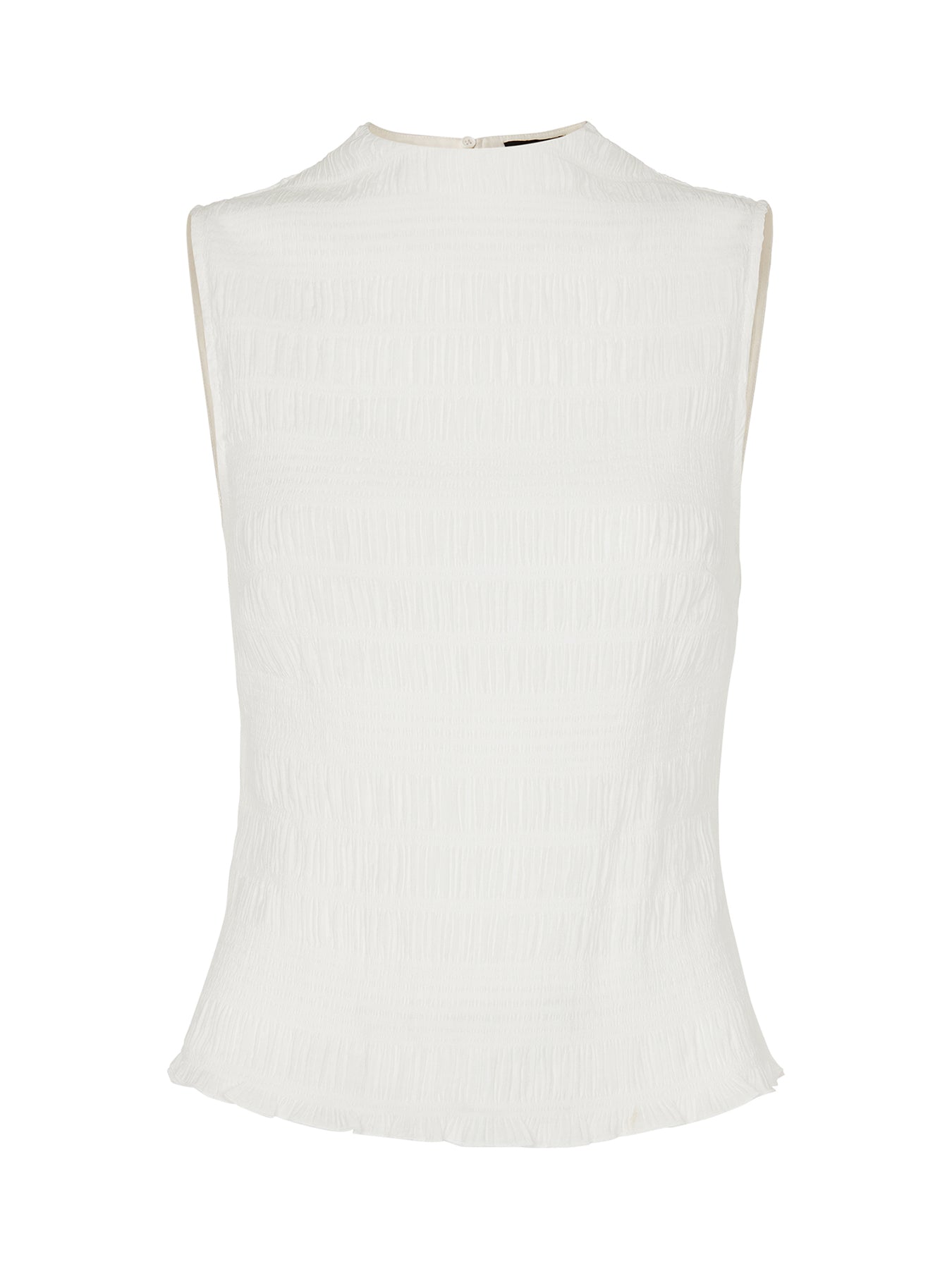 Plisse Sleeveless Top White