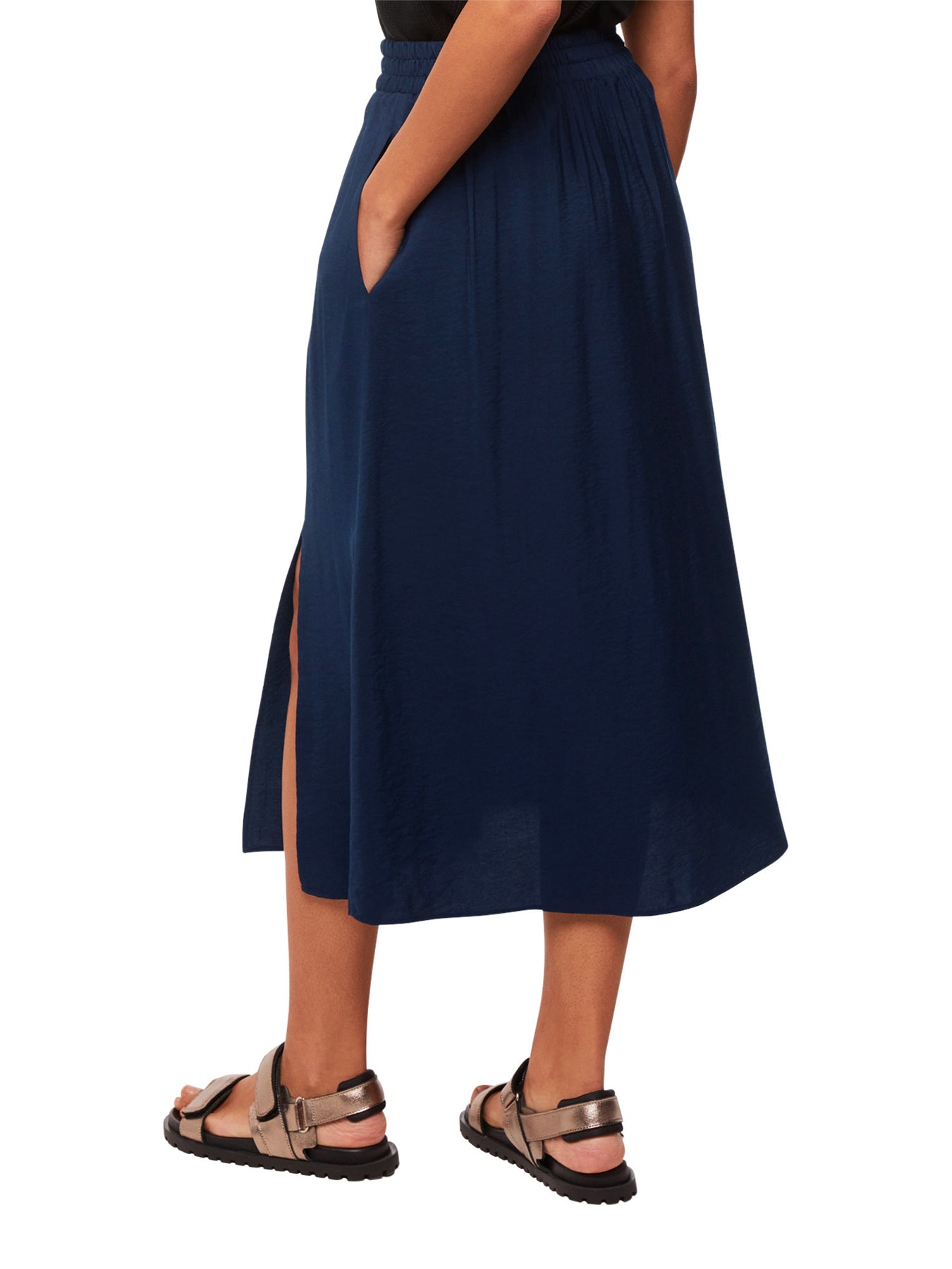 Navy Eva Elasticated Waist Skirt