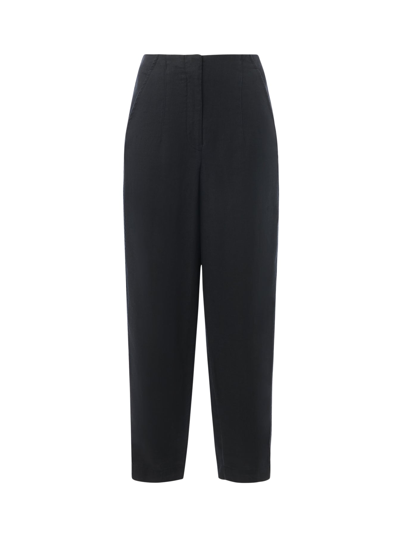 Black Linen Barrel Leg Trouser