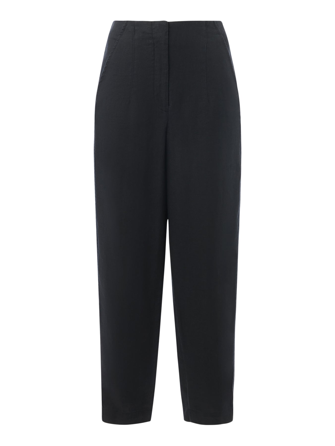 Black Linen Barrel Leg Trouser