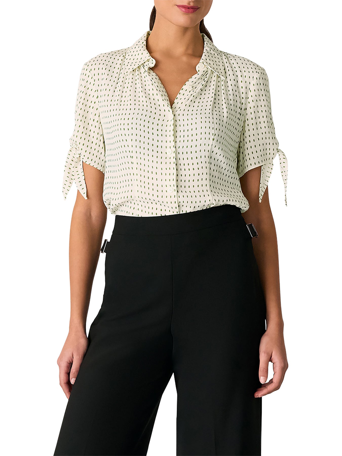 Khaki/Multi Oval Spot Tie Sleeve Shirt