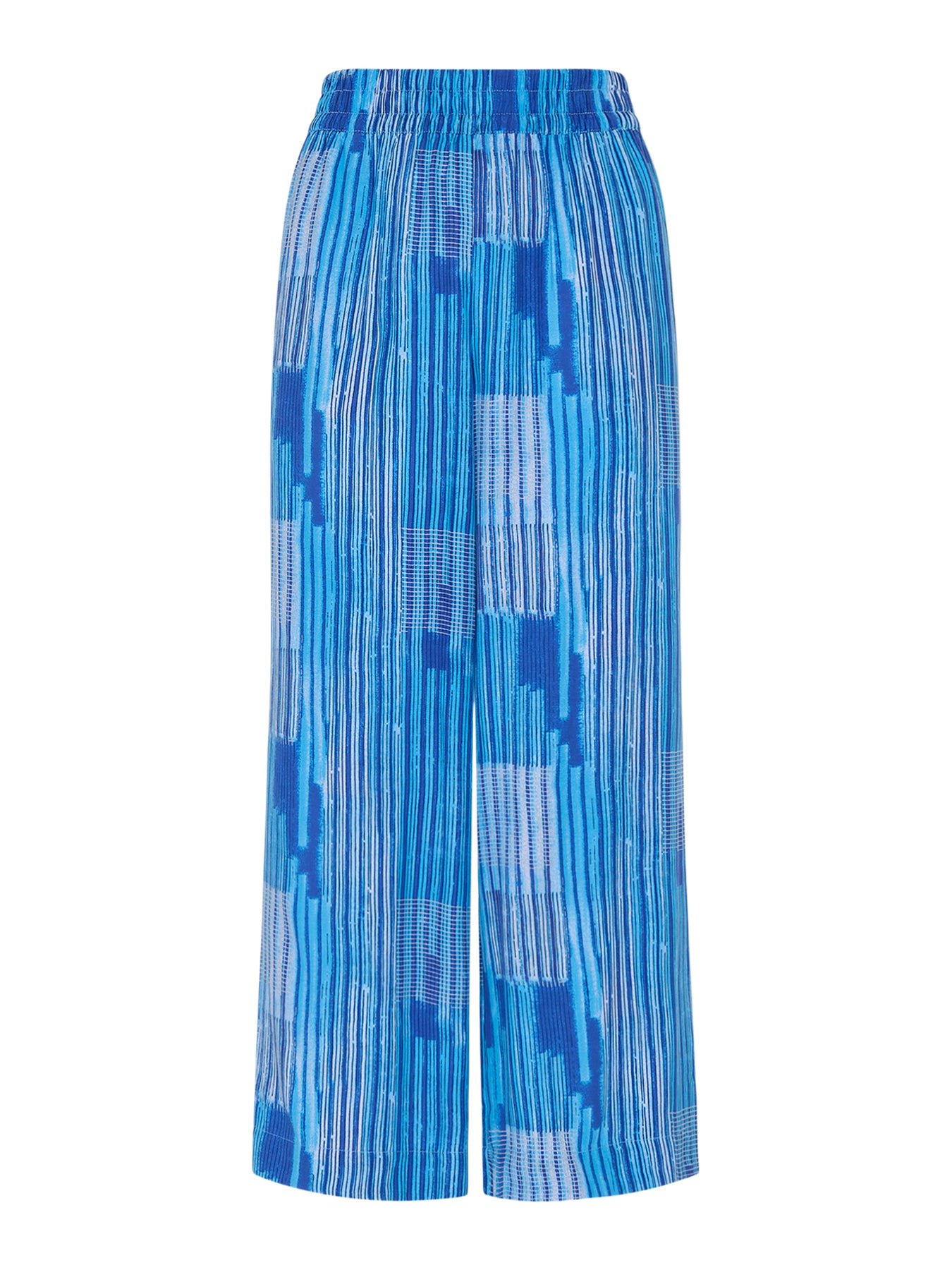 Blue/Multi Stripe Print Cropped Trouser