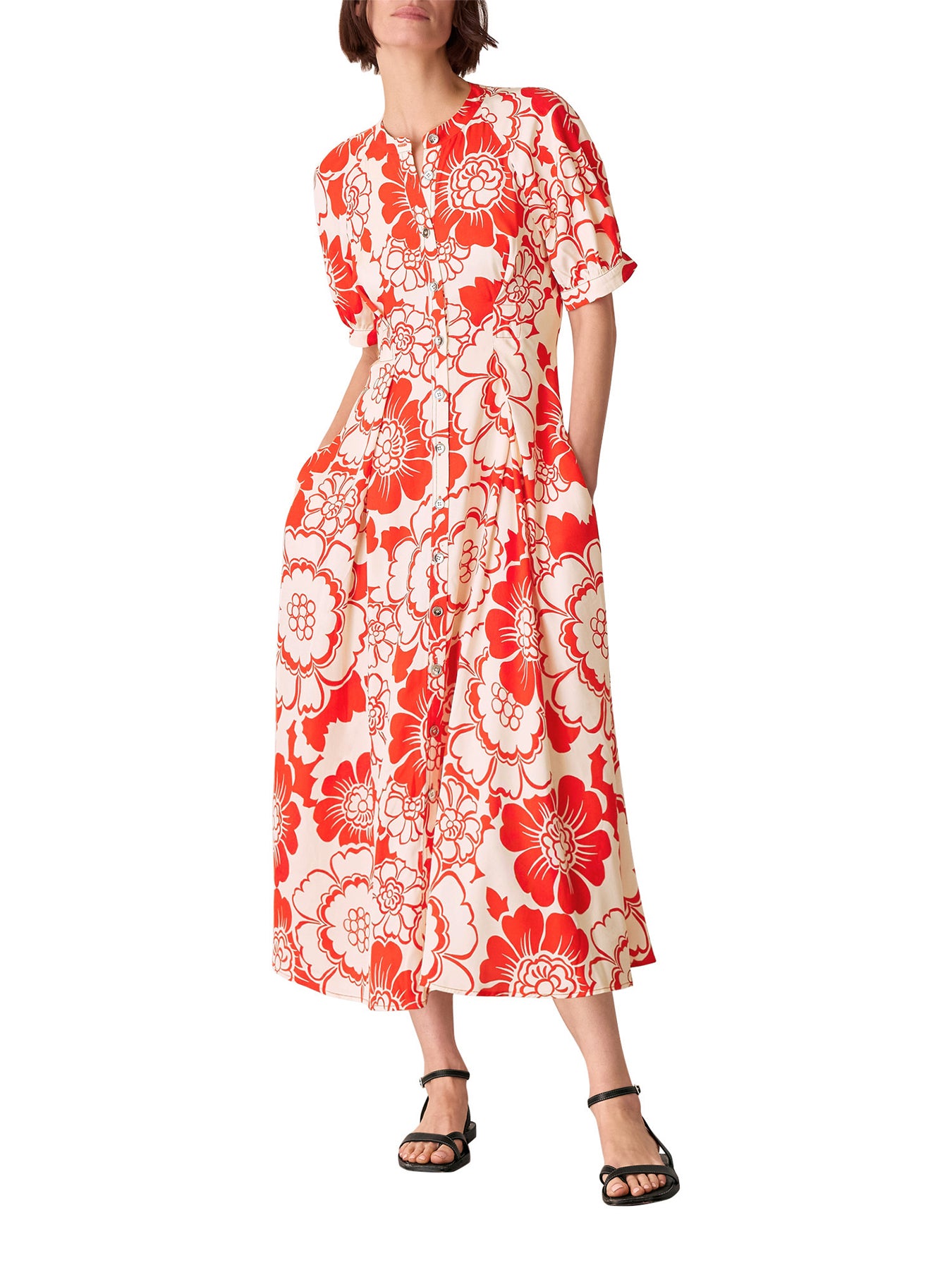 Red/Multi Bloom Floral Midi Dress