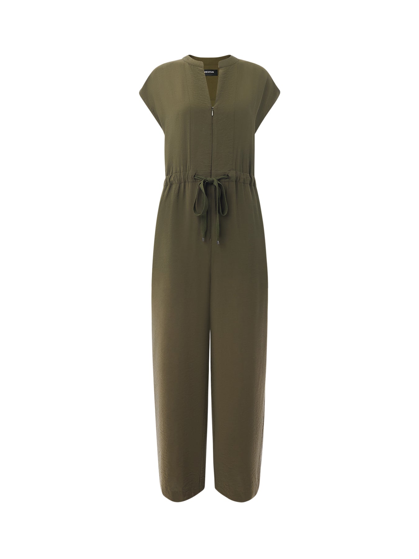 Khaki Sleeveless Drawstring Jumpsuit