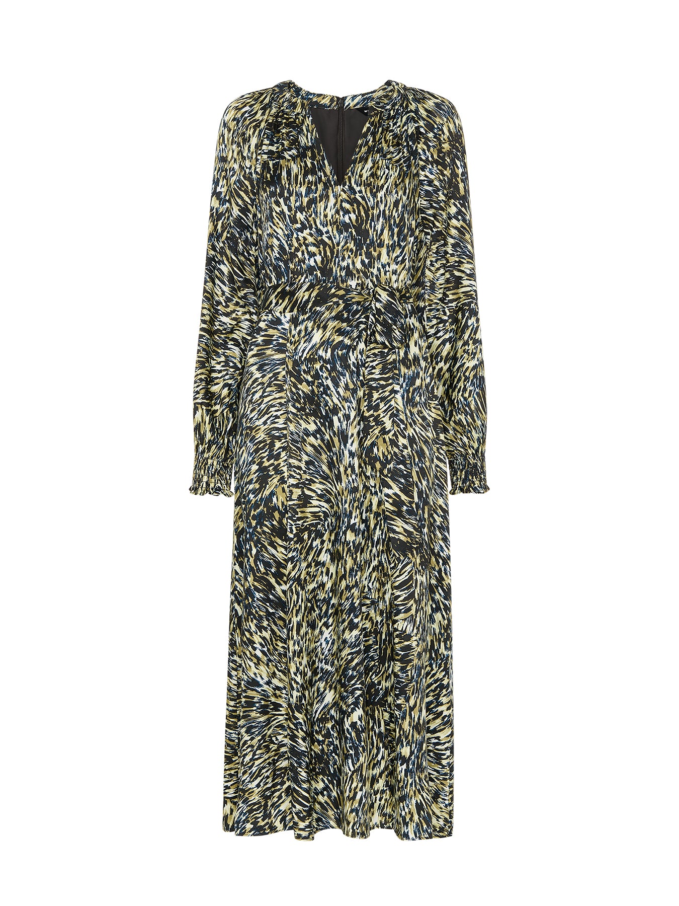 Khaki/Multi Leopard Swirl Midi Dress