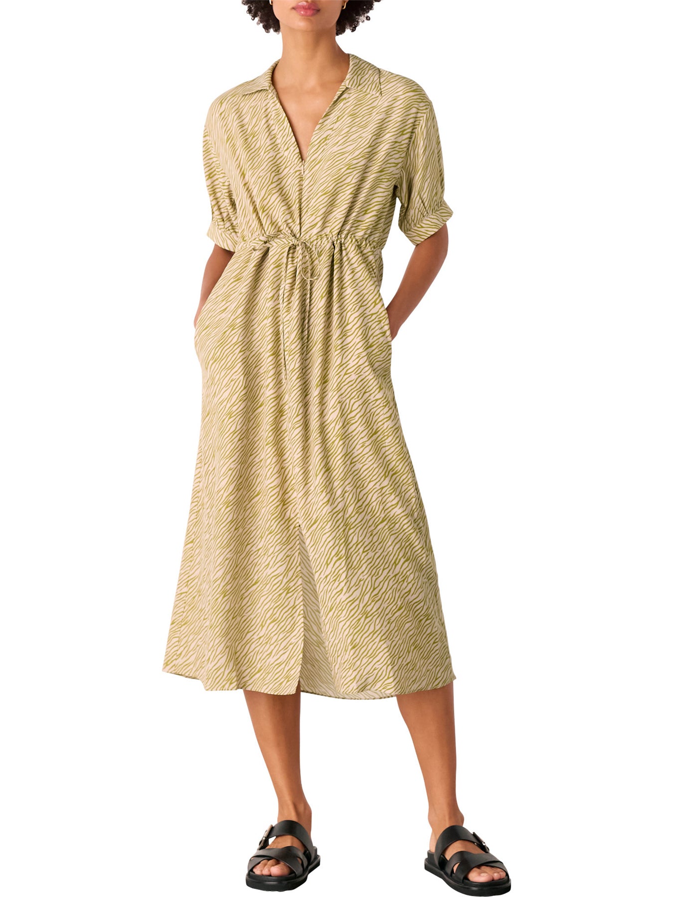 Green/Multi Tiger Flame Midi Dress