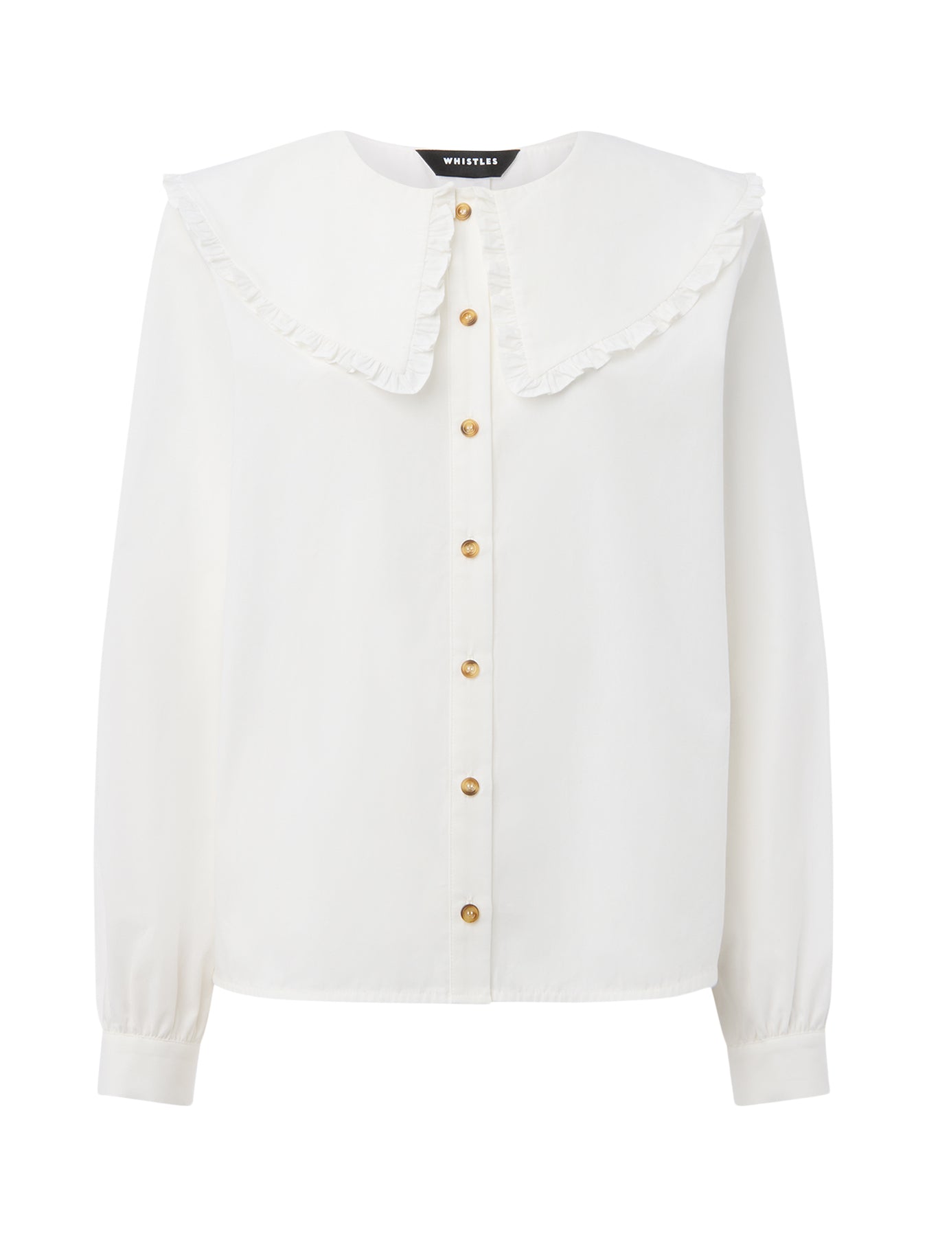 White Cotton Collar Detail Top