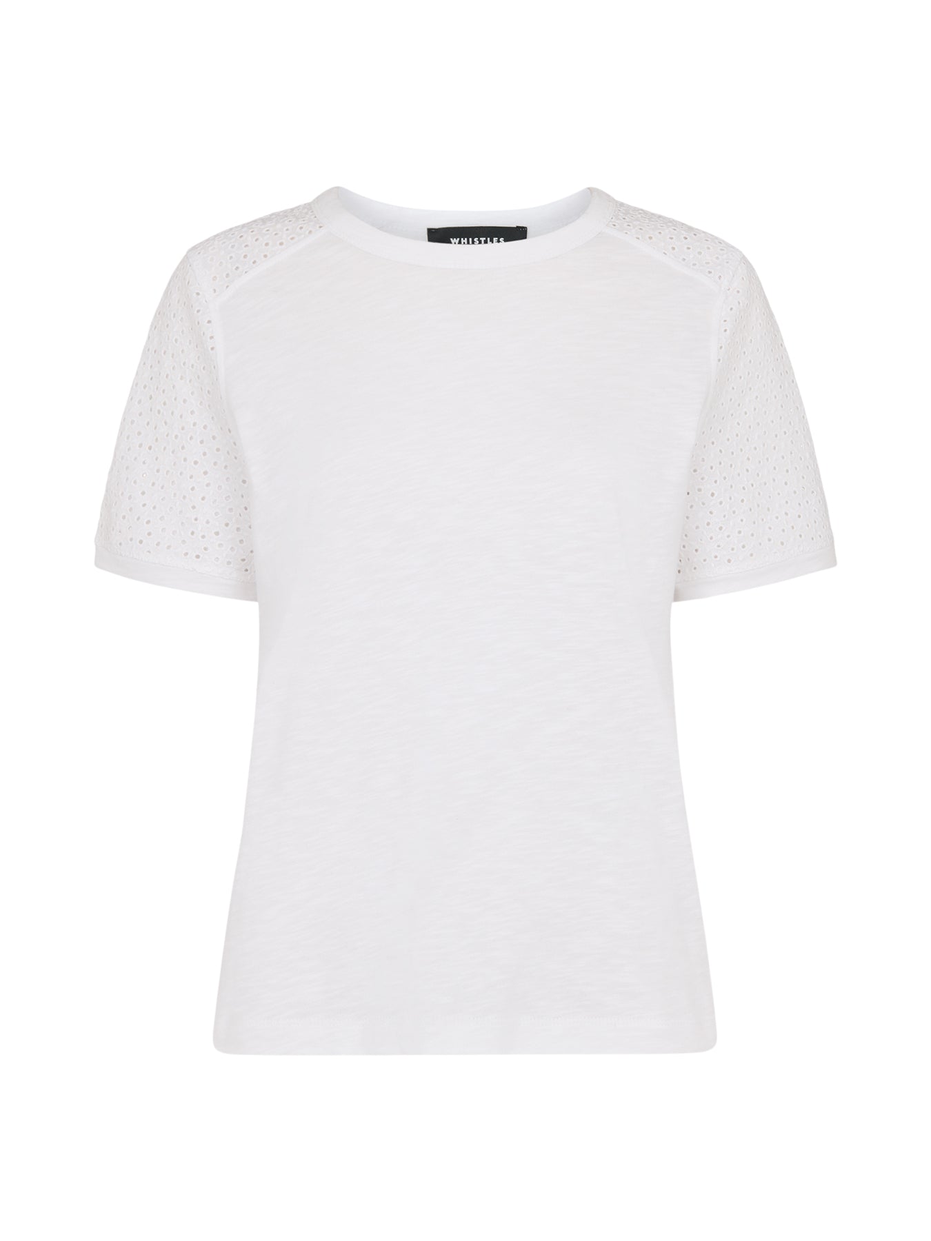 White Broderie Sleeve Detail Tee