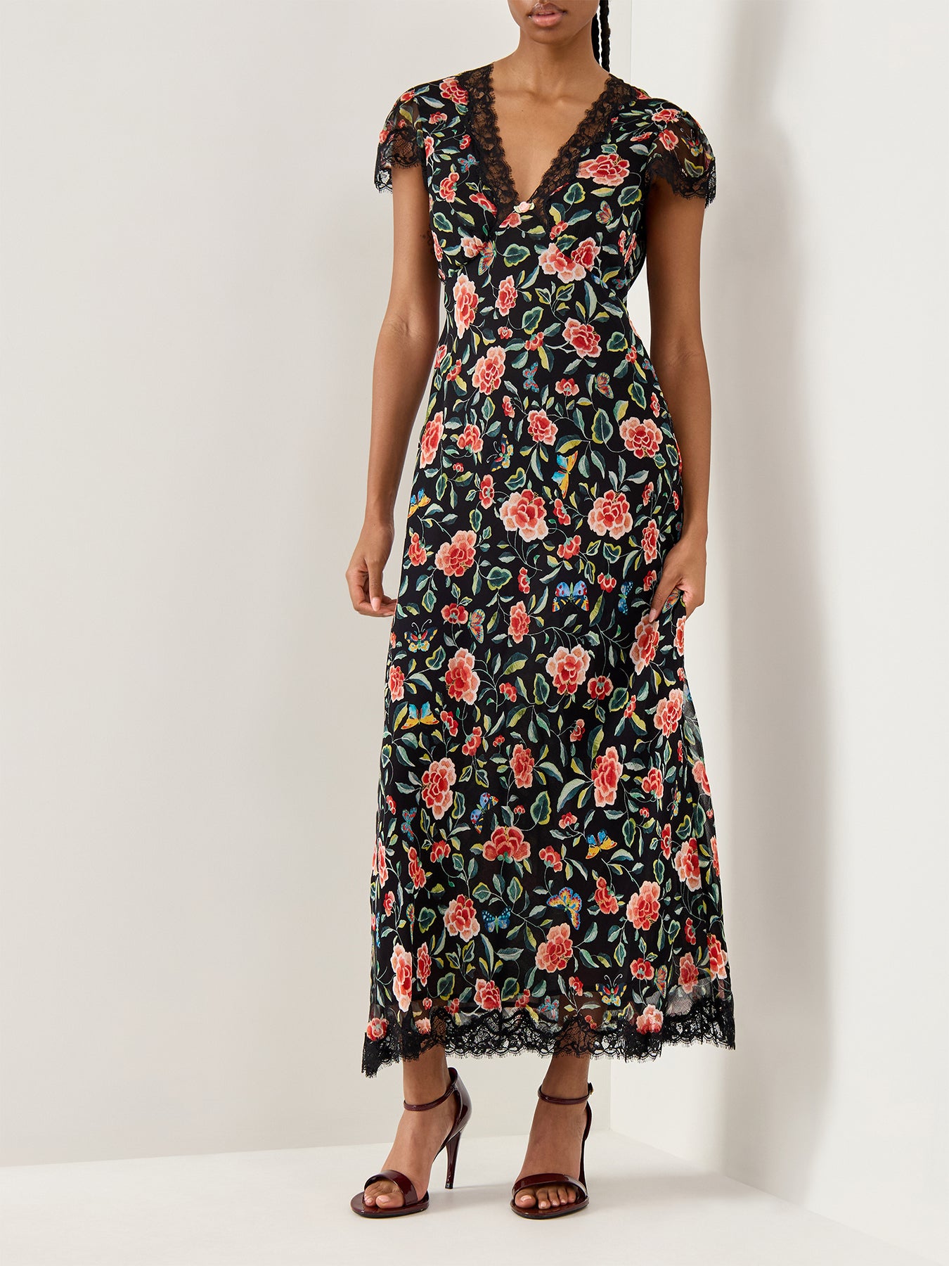 Clarice Midi Dress Butterfly Floral Print