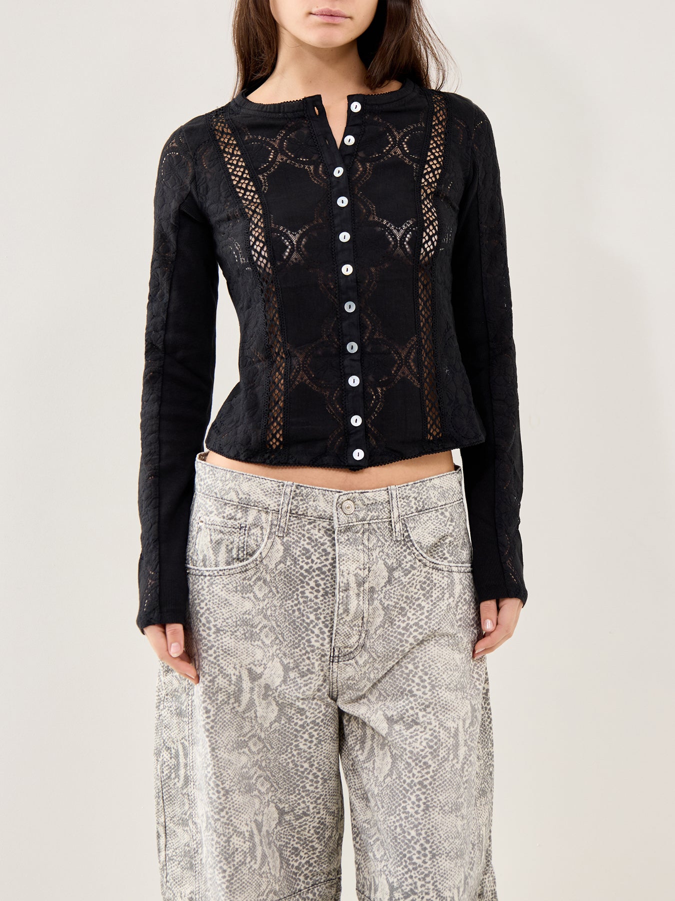 Jae Ribbed Long Sleeve Top Black