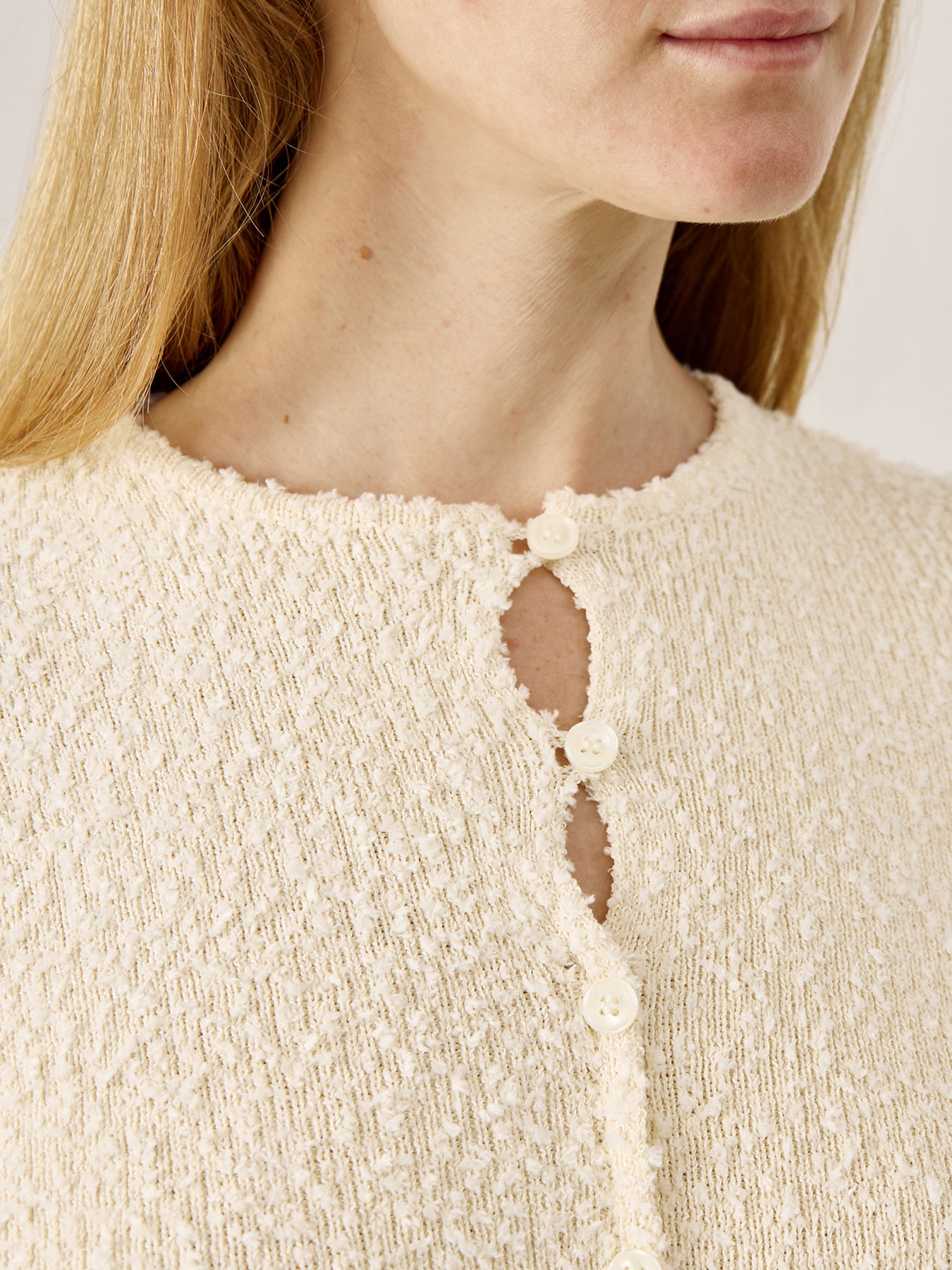 Dayo Bouclé Knit Button Down Top