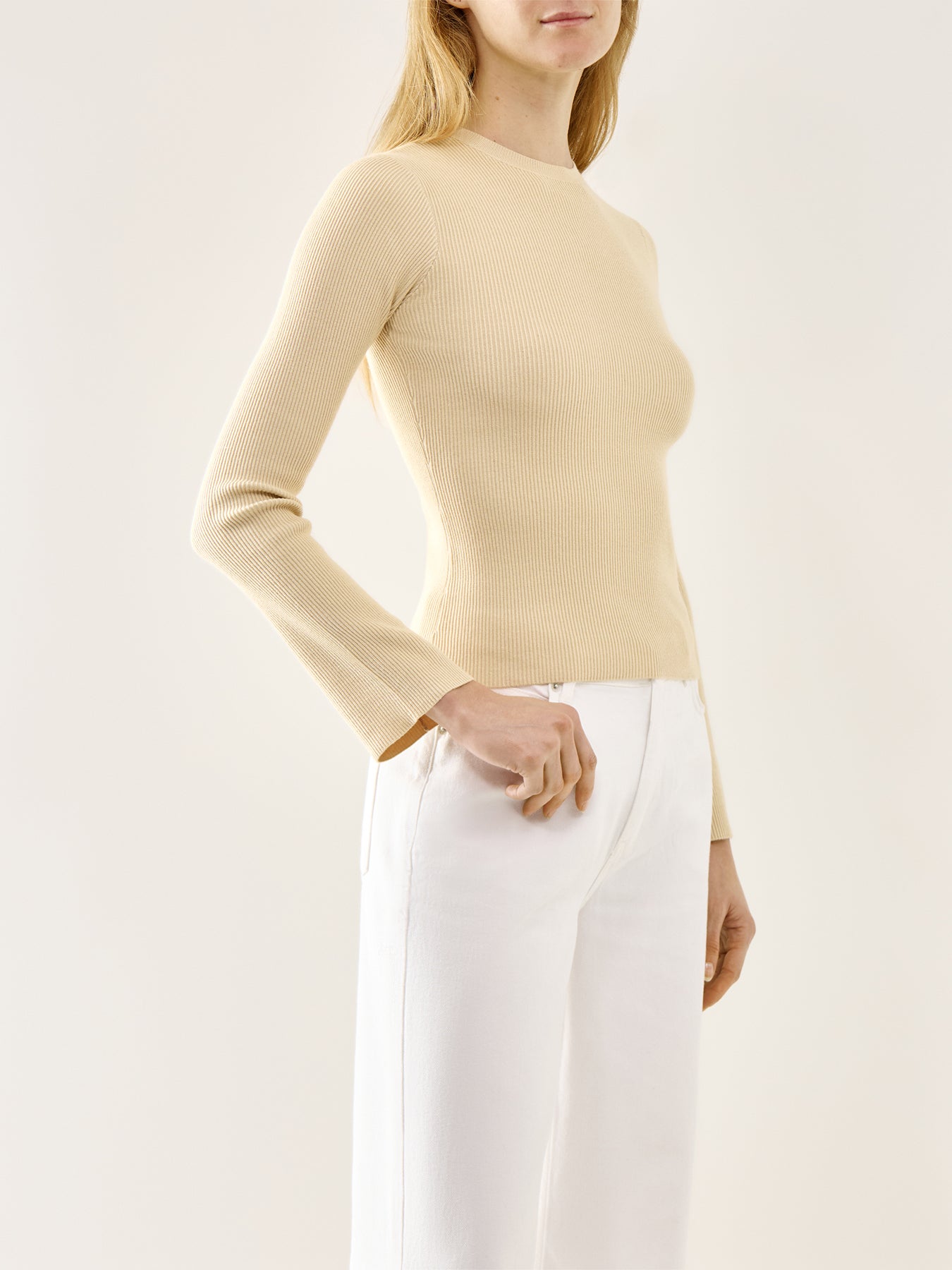 Jayla Long Sleeve Knit Top Beige