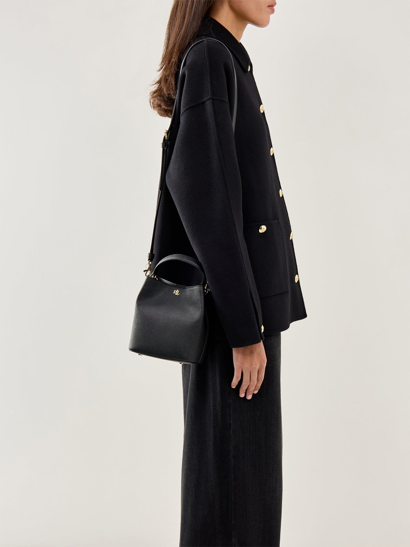 Reese Crosshatch Leather Small Bag Black