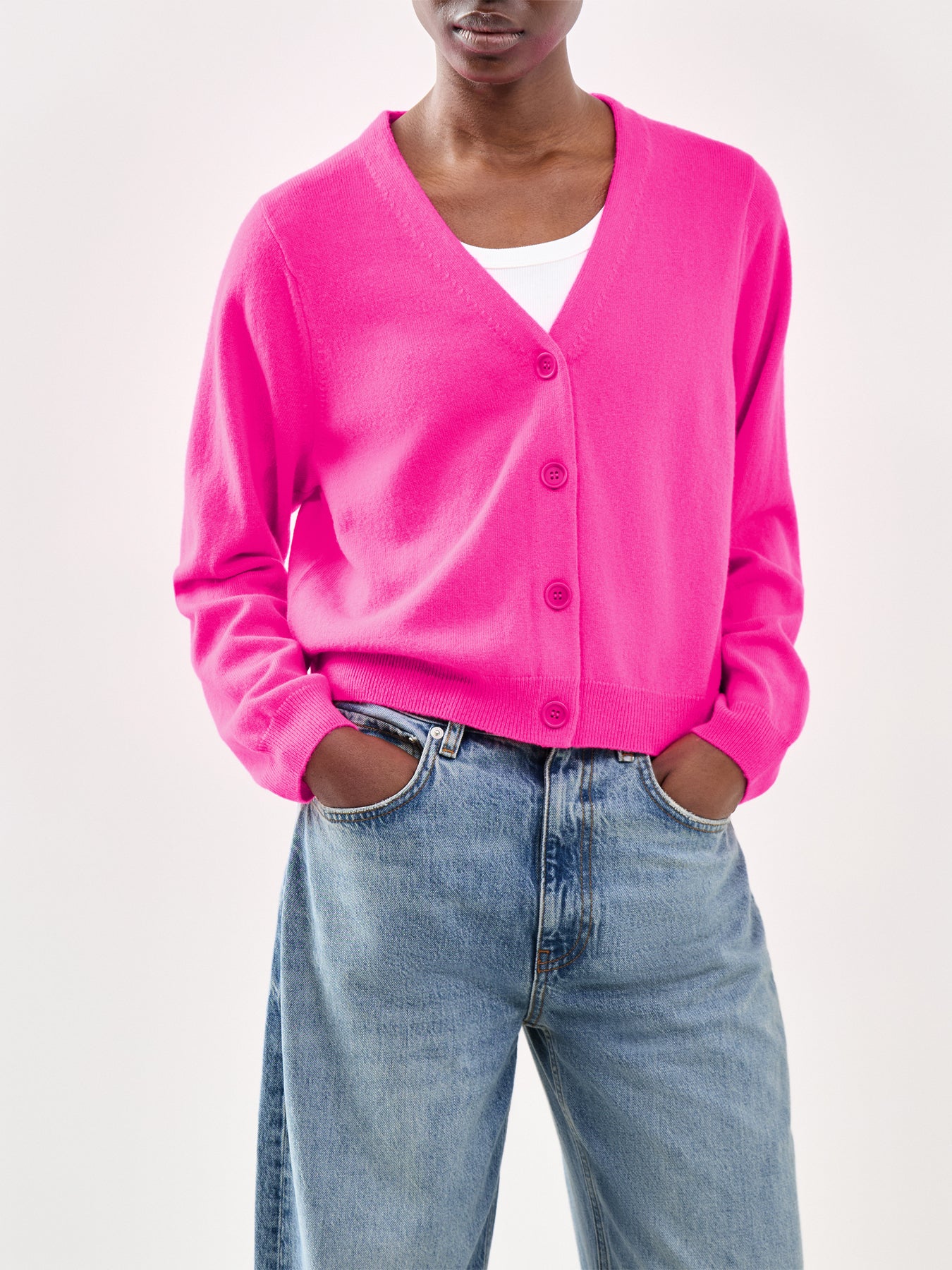 Cropped Boxy Cardigan Pink