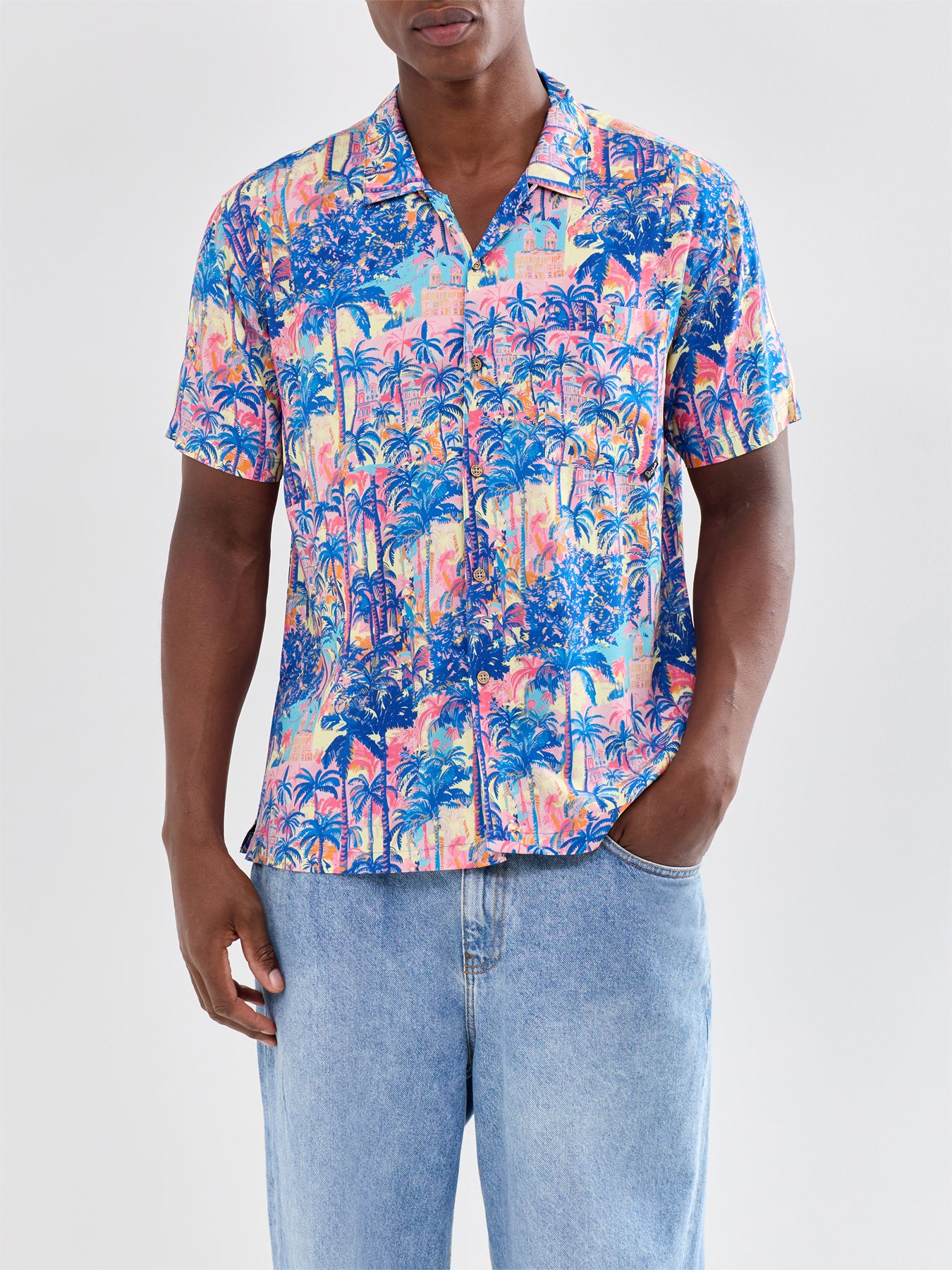 Short Sleeve Camp Collar Shirt Multi