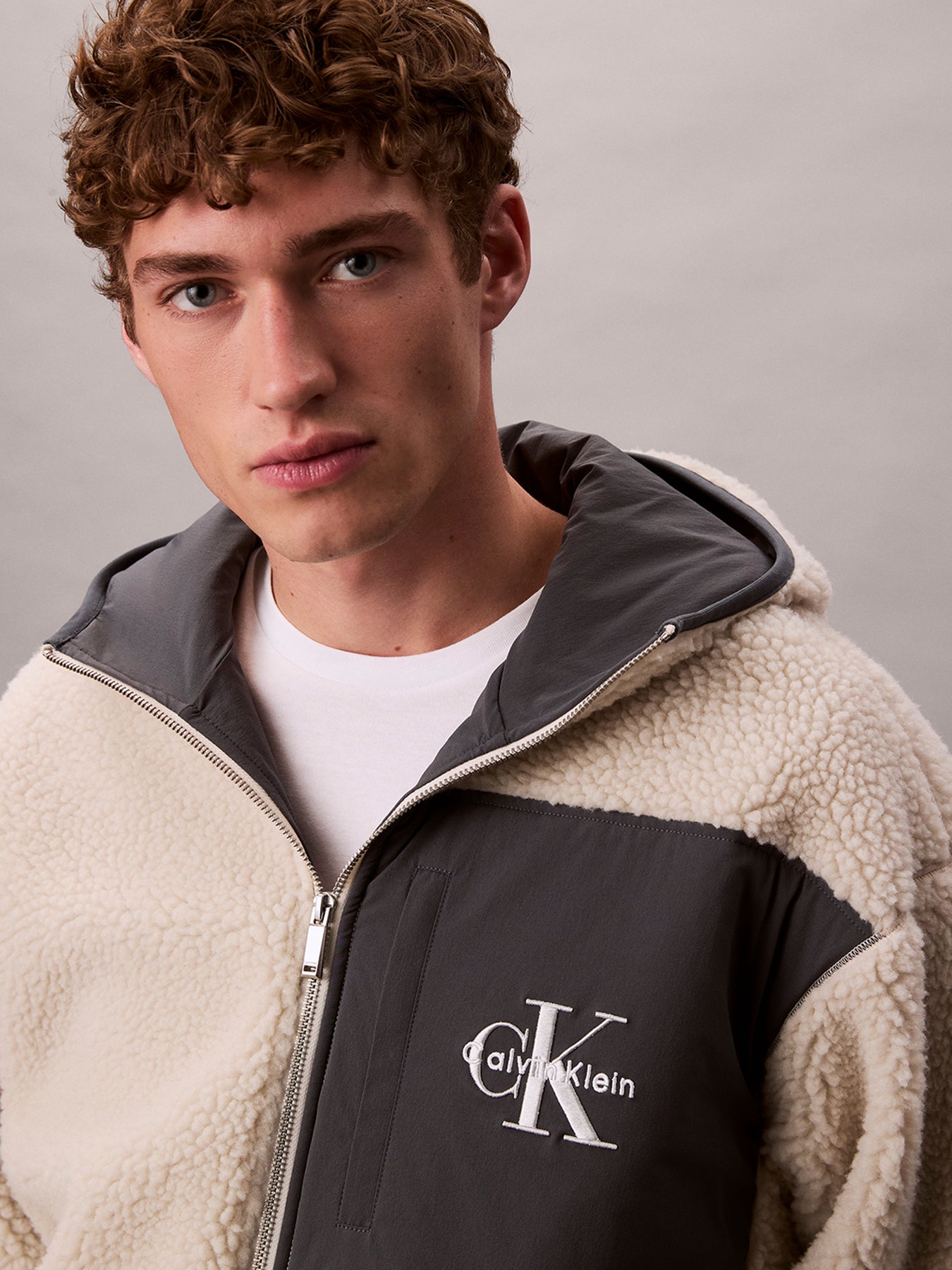 Sherpa Zip Hoodie White