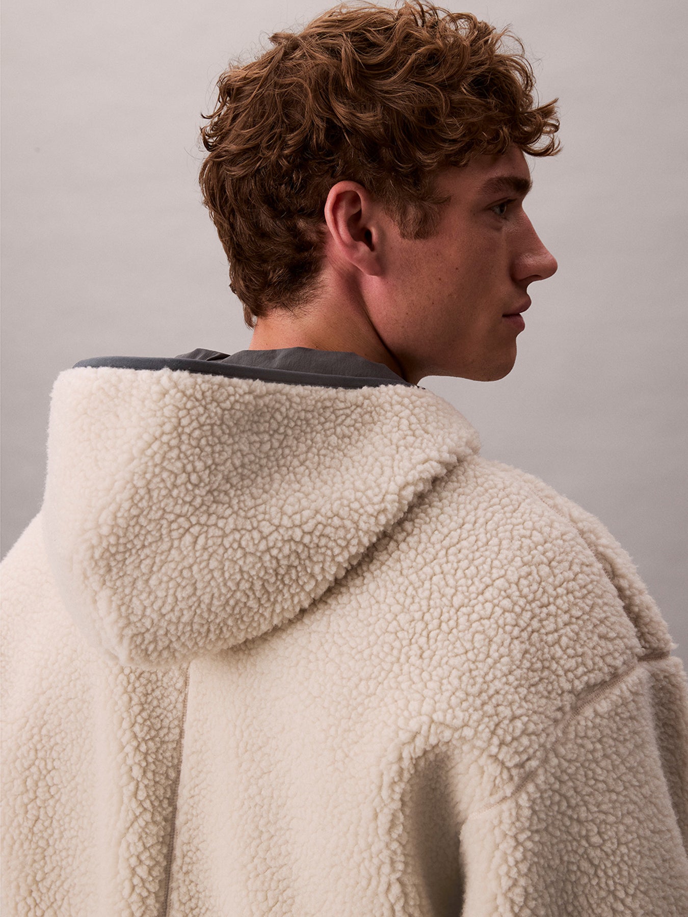 Sherpa Zip Hoodie White