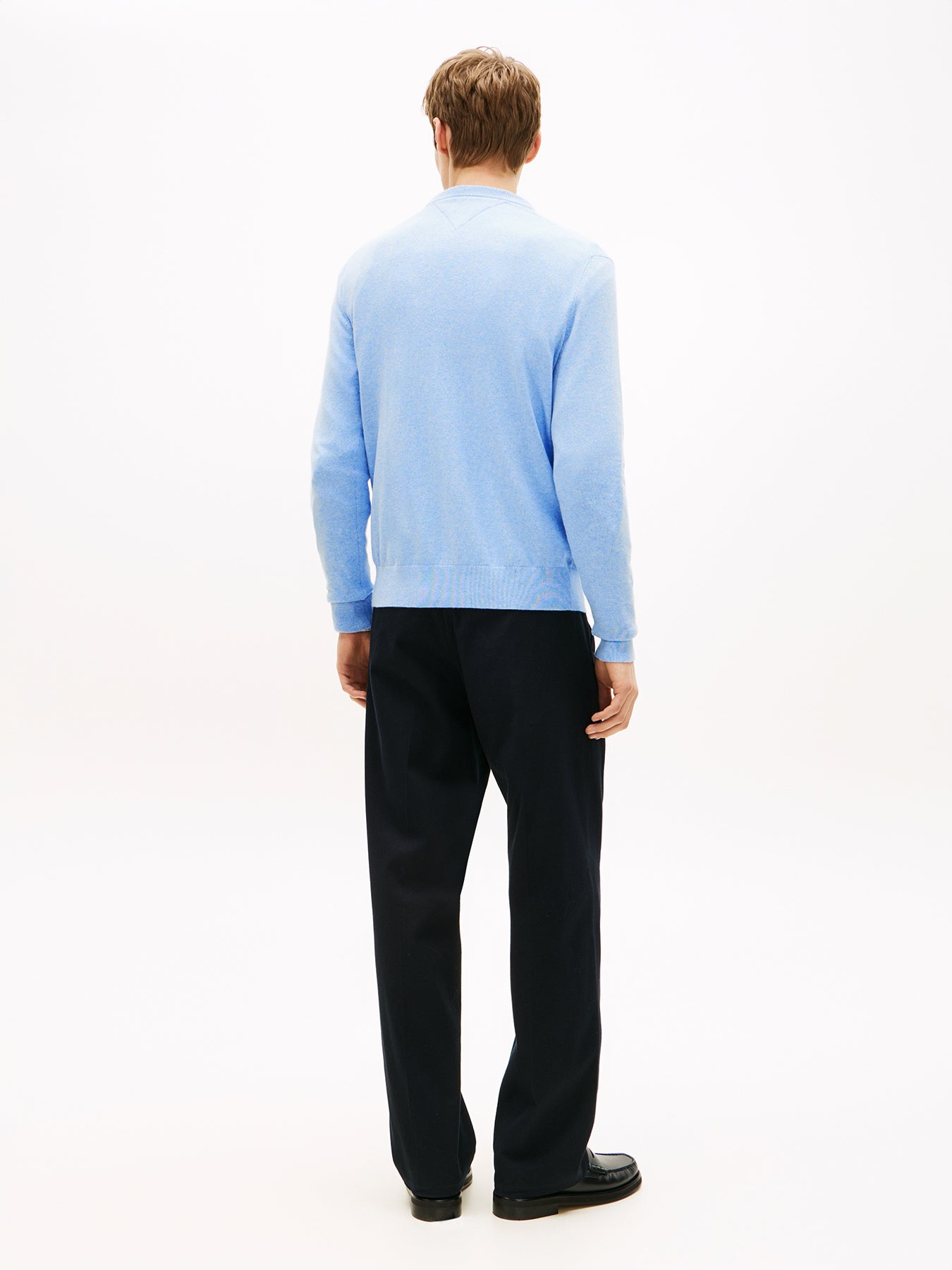 Crew Neck Jumper With Cashmere Blue