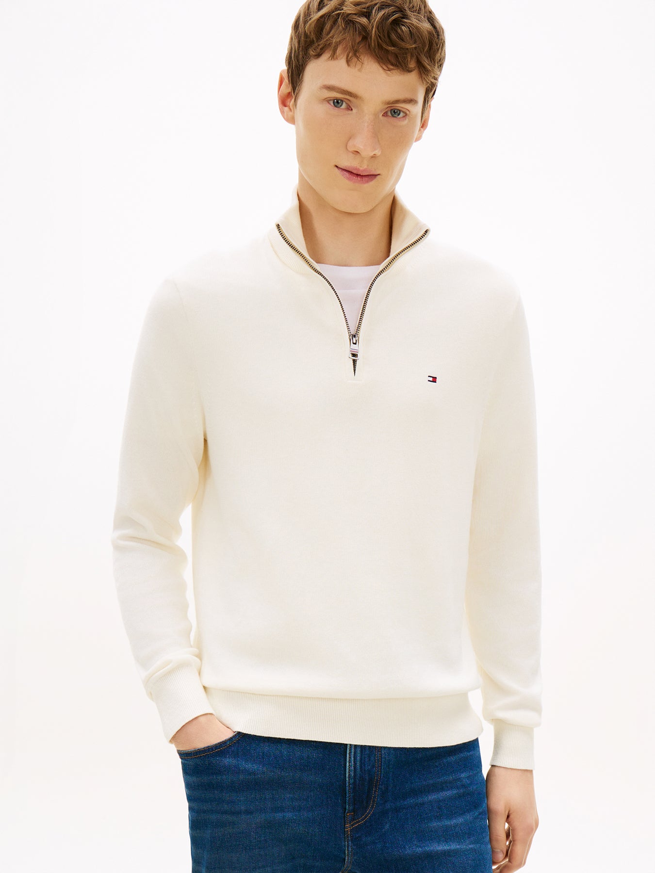 Half-Zip Jumper With Cashmere Cream