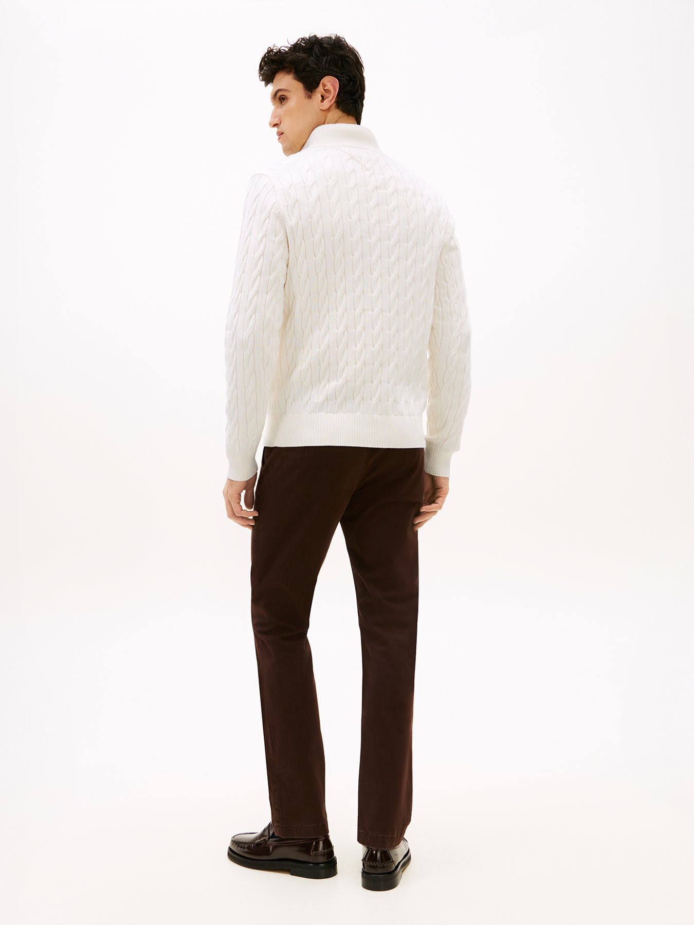 Cable Knit Half-Zip Jumper Cream